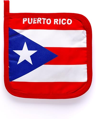 Miniatura 5 de Juego de cocina y barbacoa de Puerto Rico con delantal, guante de horno y agarradera con bandera puertorriqueña, Azul, rojo, blanco