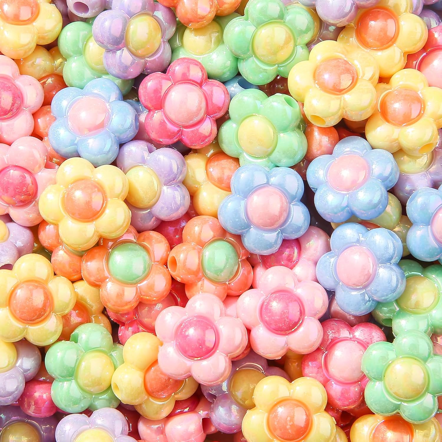 150pcs Ab Color Flower Acrylic Beads Rainbow Sun Flower Beads for Jewelry Making Handmade DIY Bracelet, Charms Keychain Craft Supplies (Sun Flower) - Image 6