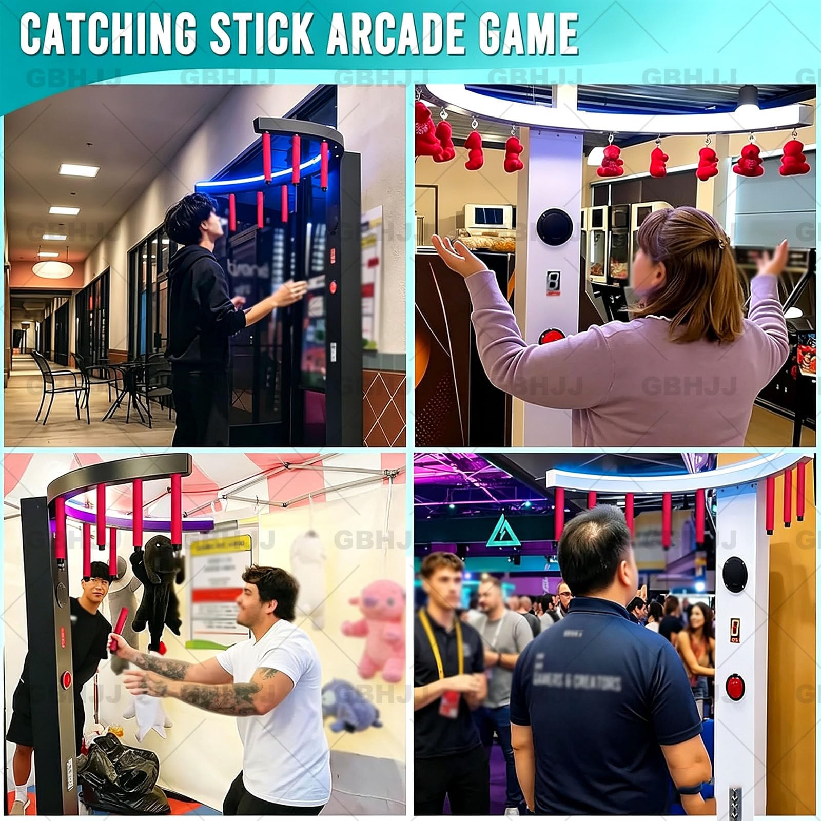 Gra zręcznościowa Reflex Stick Challenge – automat do treningu koordynacji wzrokowo-ruchowej z regulacją prędkości | Regulowany poziom trudności – do wypożyczalni imprezy, centrów handlowych