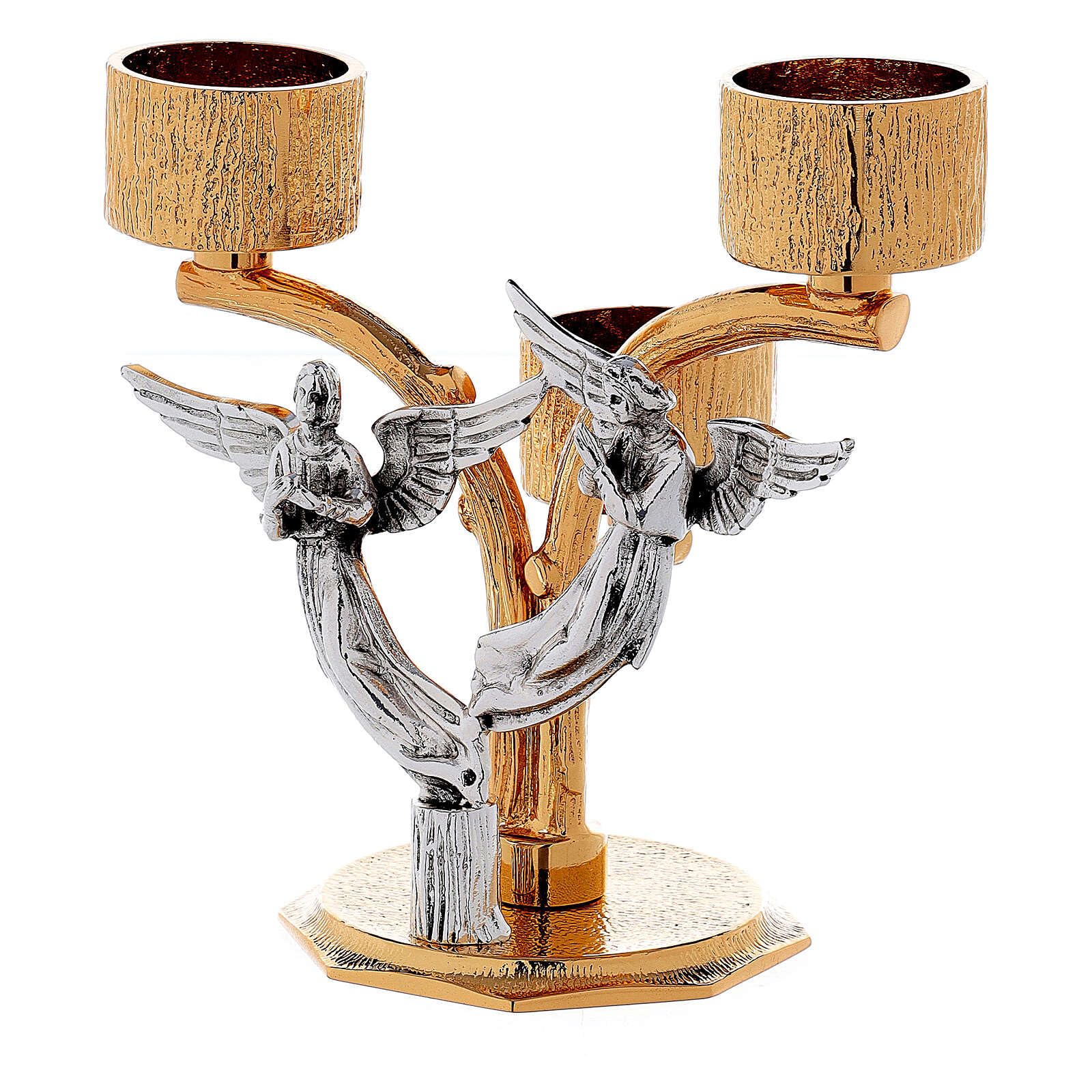 Candelabra in cast Brass with Angels 18cm Height