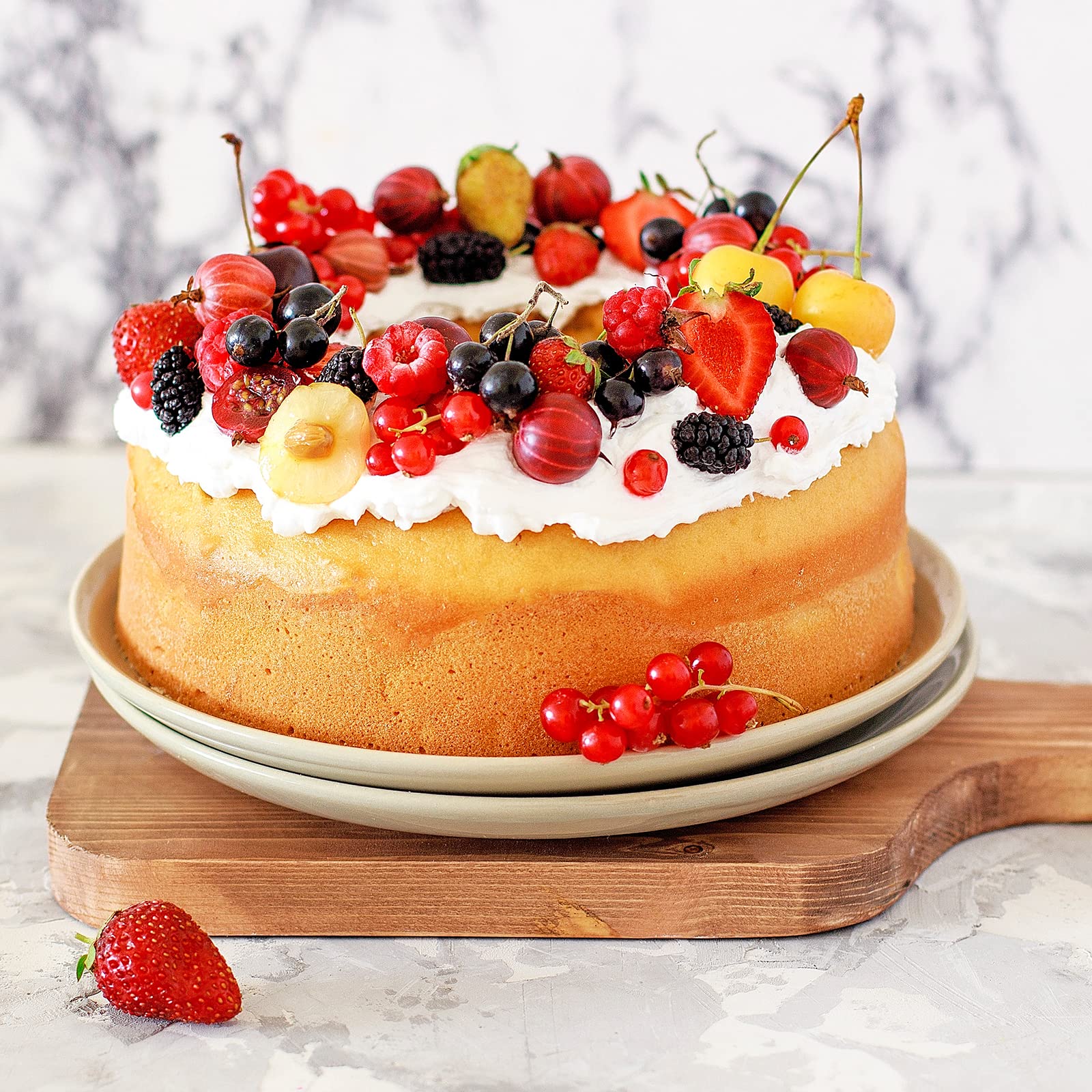 8 Inch 2-in-1 Angel Food Cake Pan Nonstick Carbon Steel Round Tube Pan with Removable Loose Bottom, Heavy Duty Bakeware Baking Pan Quick Release Chiffon Cake Mold for Baking Kitchen Party Holiday Xmas