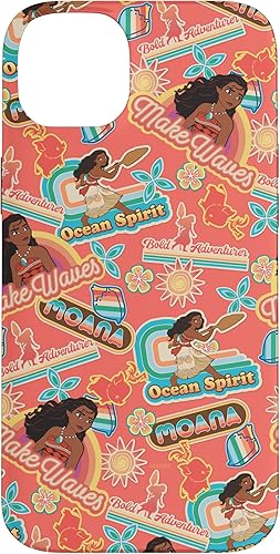 Funda de coral con estampado retro para iPhone 14 Plus Disney Princess Moana Make Waves