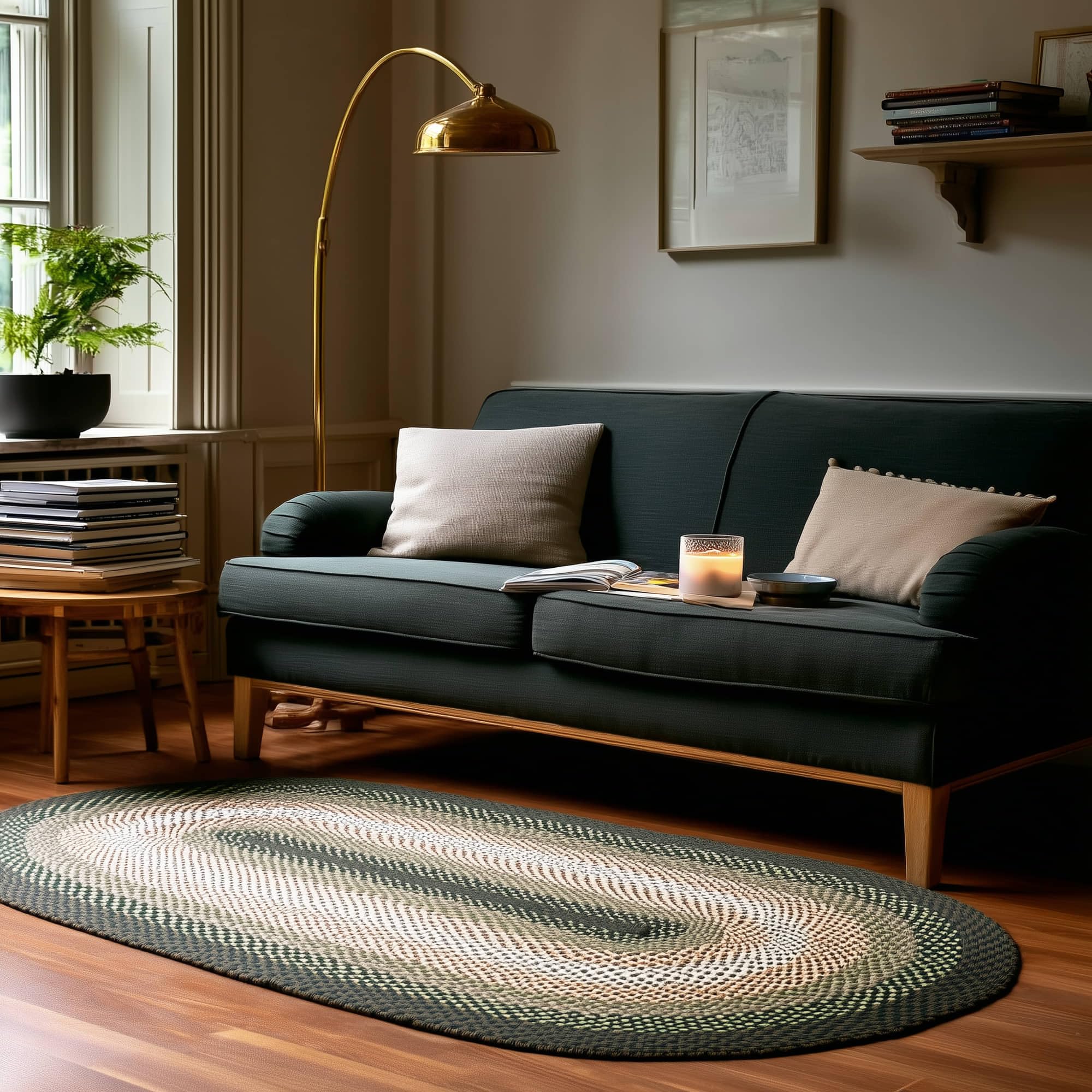 Super Area Rugs 5x7 Green Oval Braided Rug