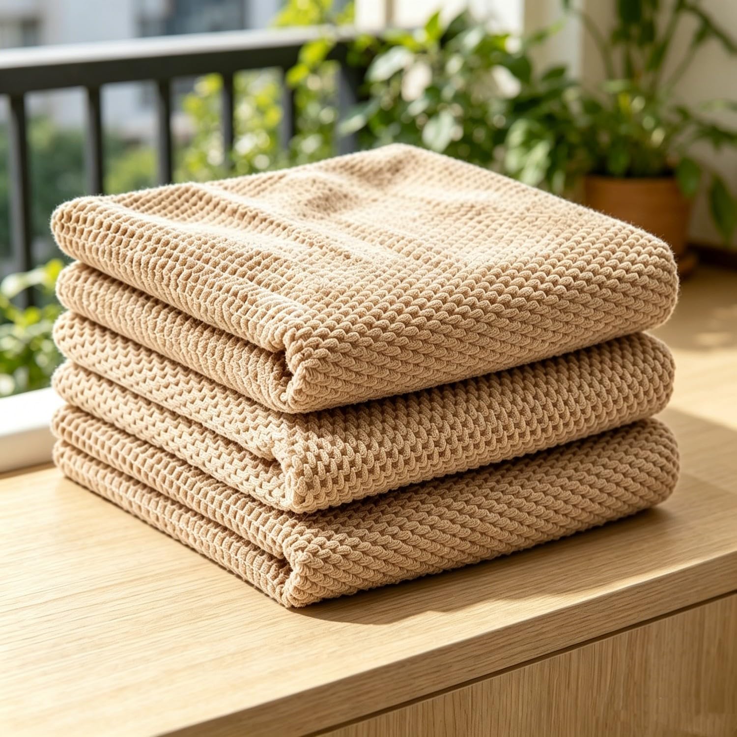 Jissta Lot de 3 chiffons en microfibre pour cuisine et meubles, 30 x 30 cm, kaki