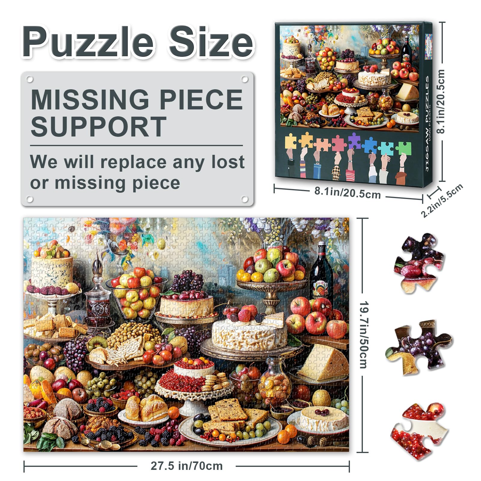Puzzles for Adults 1000 Pieces, Feast of Cakes & Gourmet Desserts, Sweet Treats Art - Image 2