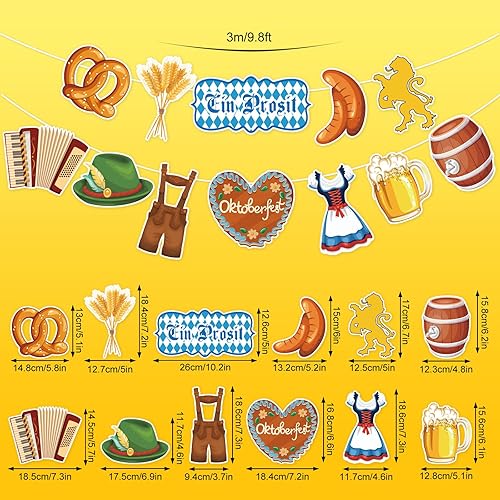 Miniatura 2 de Whaline Guirnalda de pancartas de Oktoberfest alemán bávaro de papel para colgar, decoración de fiesta de Oktoberfest para accesorios de fotos,