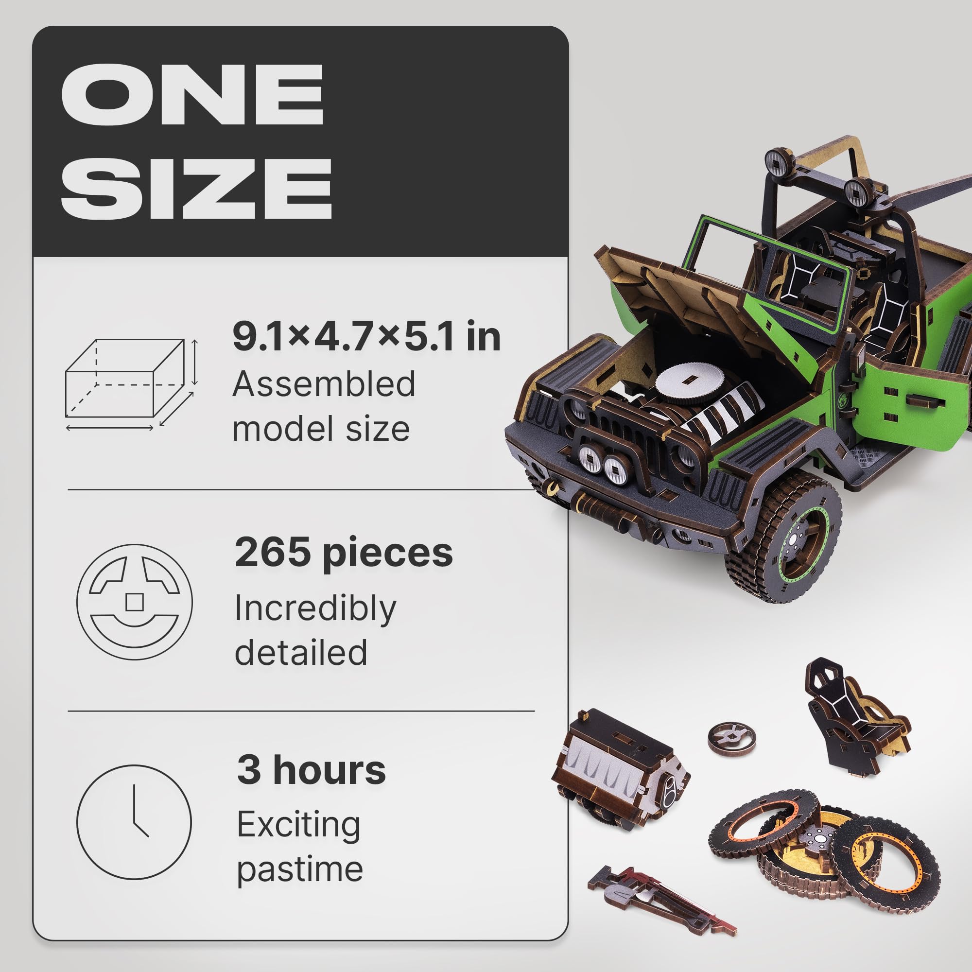 UNIDRAGON Drewniane Puzzle dla Dorosłych - Maverick Green - 265 Elementów