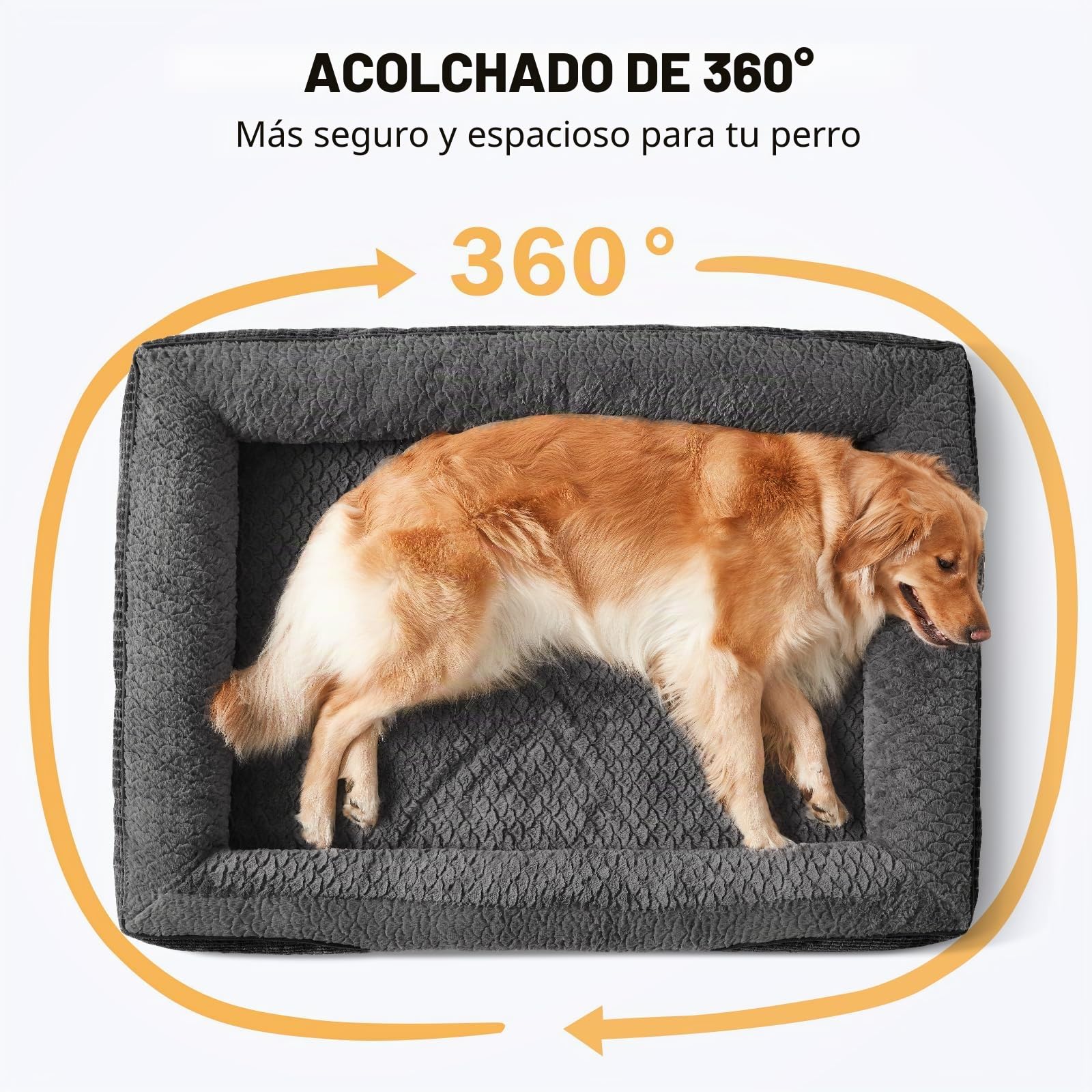 FURTIME Cama ortopédica para Perros Grandes, Cesta para Perros de Espuma viscoelástica XL, extraíble y Lavable, Cesta Antideslizante para Perros, sofá para Perros de Borde Alto, 107 x 81 x 19 cm