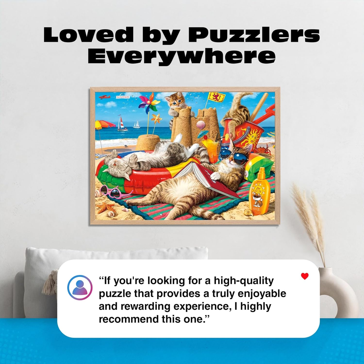 Buffalo Games - Steve Read - Beachcombers - 750 Piece Jigsaw Puzzle for Adults - Summer Cats Beach Scene with Poster, Challenging and Fun 750 Piece Puzzle