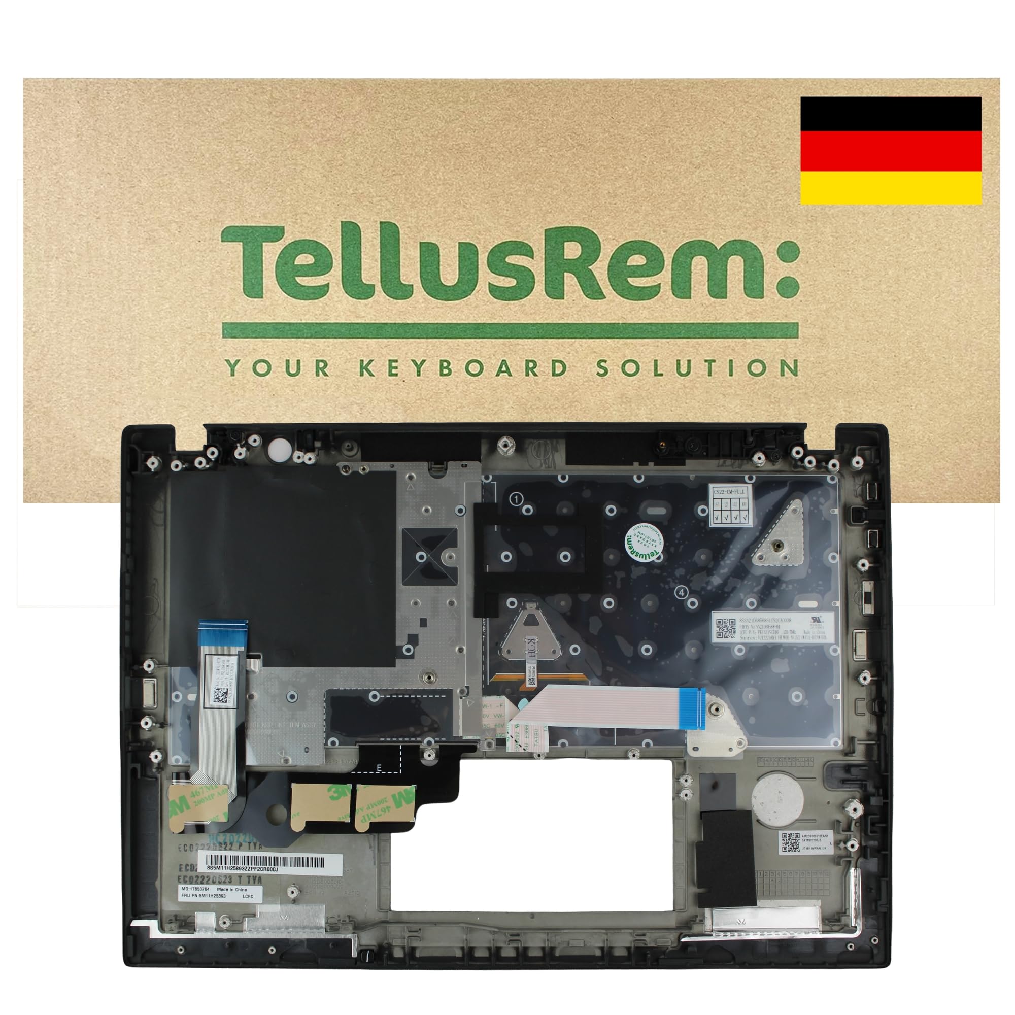 Ersatz-Tastatur kompatibel mit Lenovo ThinkPad T14s Gen 3, Gen 4 - Deutsches QWERTZ-Layout, beleuchtet, TrackPoint