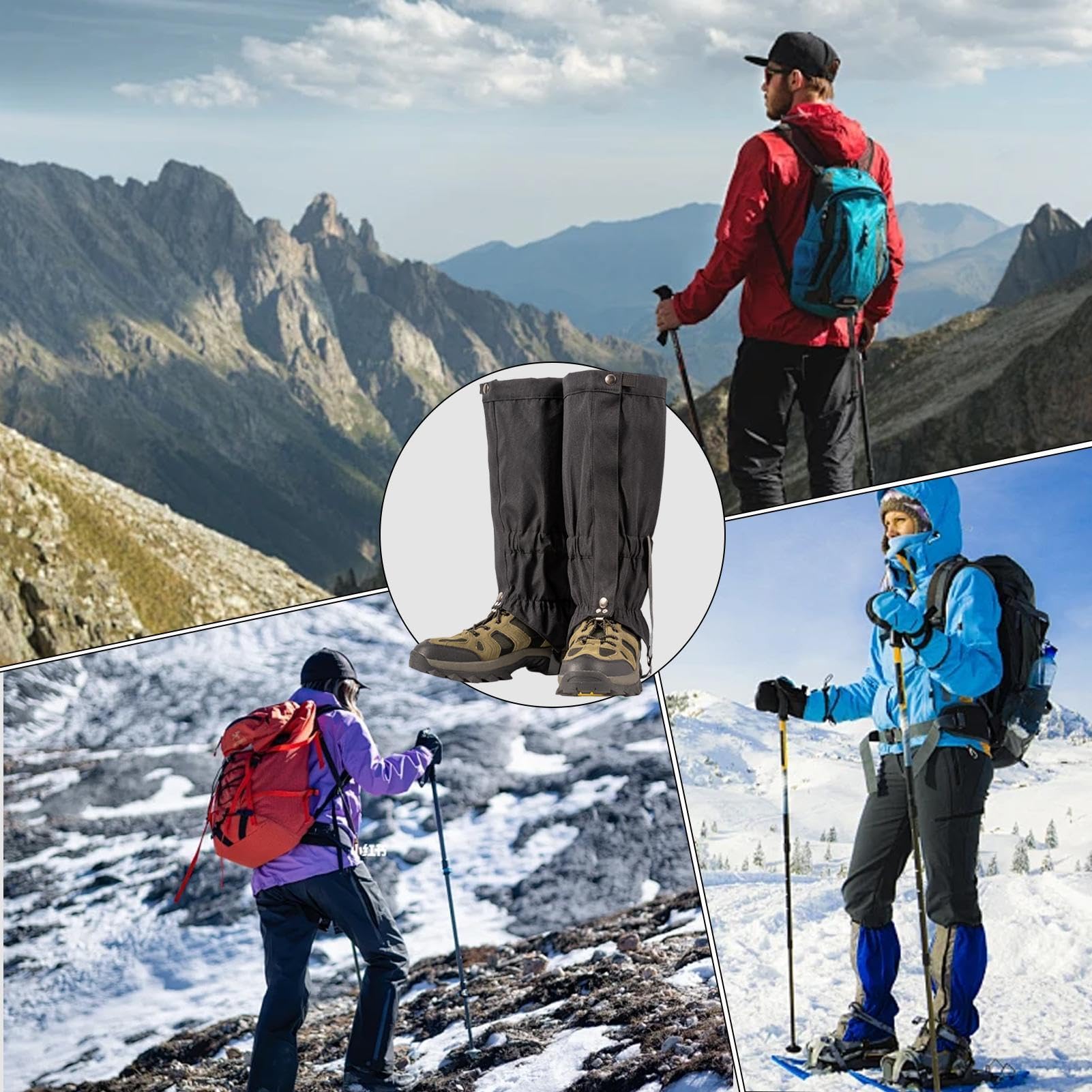 Ghette per scarpe – Ghette regolabili per scarpe da neve, ghette impermeabili per stivali, escursionismo, escursionismo, escursionismo, lavoro