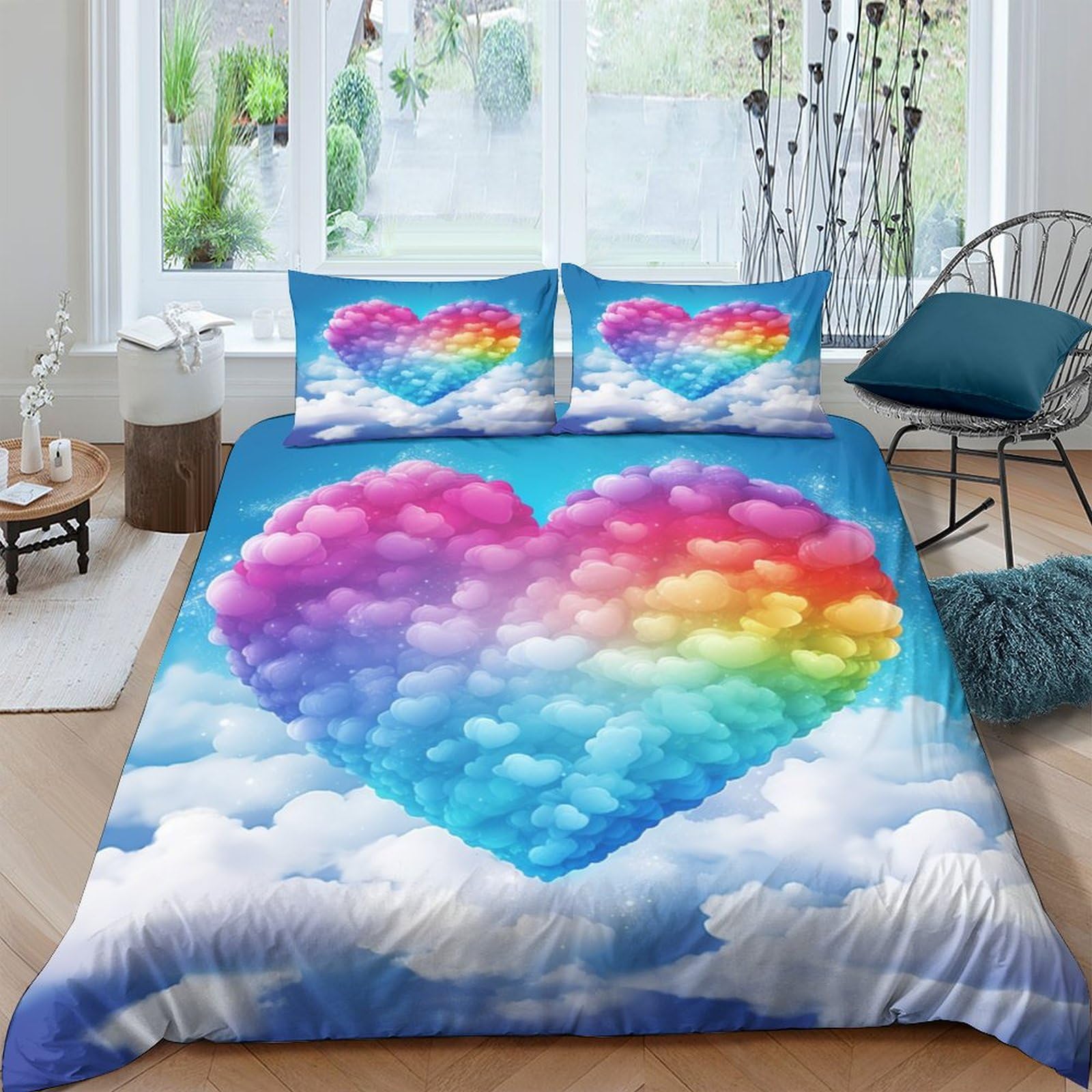 Parure de lit arc-en-ciel avec couette légère 220x240cm en microfibre 3D