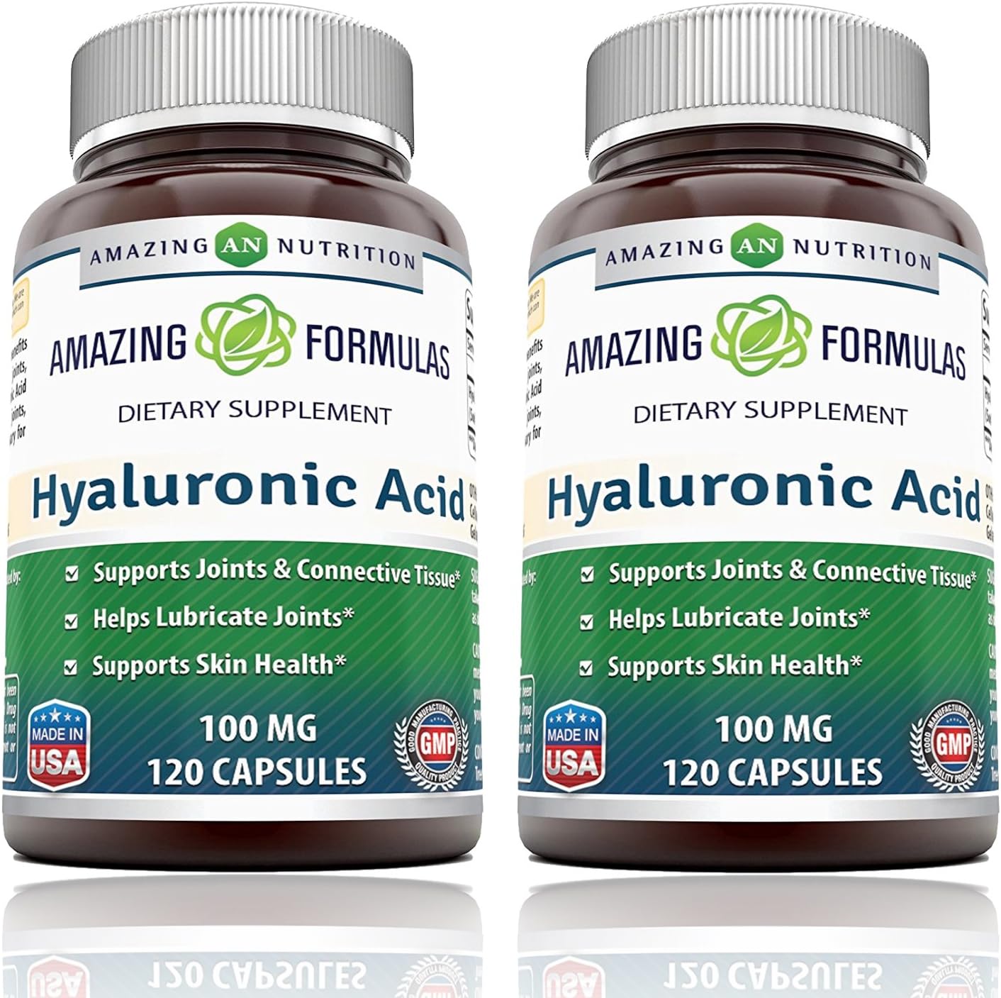 Amazing Formulas Hyaluronic Acid 100mg Capsules Supplement | Non GMO | Gluten Free | Made in USA (120 Count | 2 Pack)