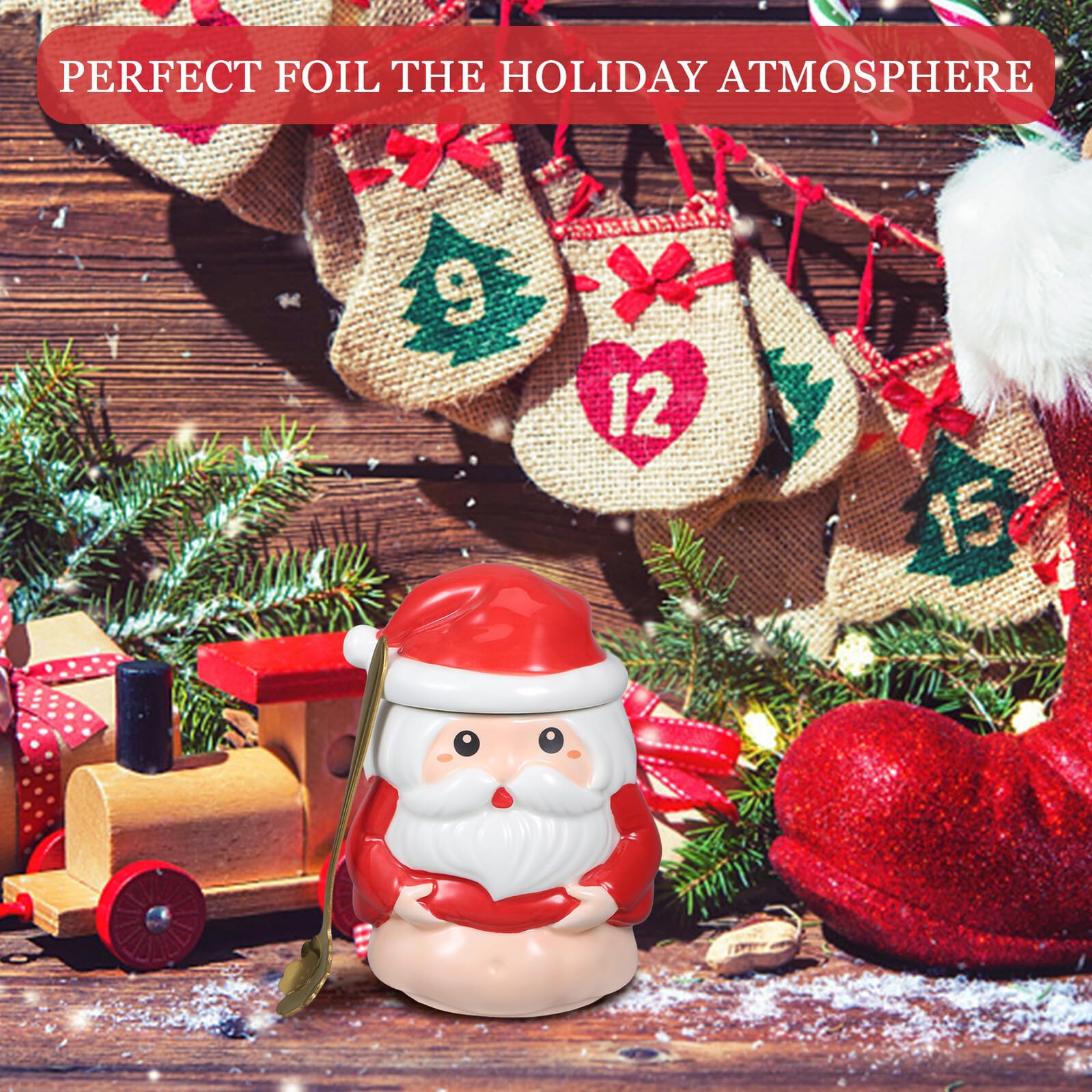 Zerodeko Taza Navideña de Papá Noel de Cerámica Decorativa para Té para Fiestas de Navidad