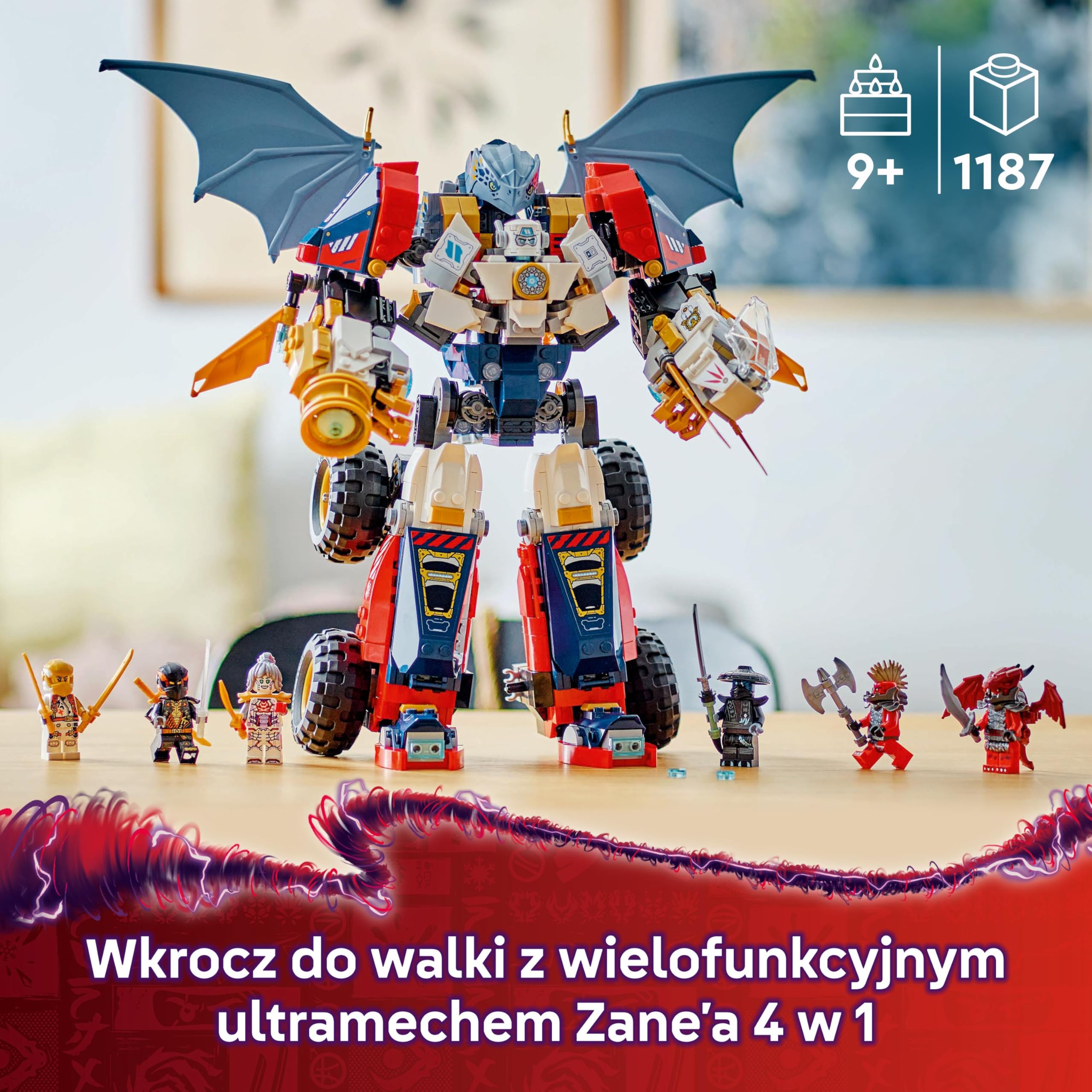 LEGO NINJAGO Wielofunkcyjny ultramech Zane’a 71834 | mech ninja, zabawka akcji, prezent dla chłopca i dziewczynki 9+, bitwa ninja, 1187 elementów