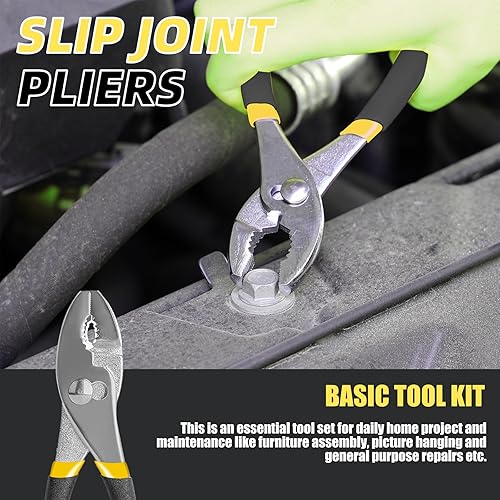 Miniatura 7 de DOWELL Juego de herramientas para el hogar de 40 piezas, color amarillo, kit de herramientas manuales para el hogar con caja de herramientas de