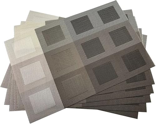 Miniatura 6 de Gugrida Juego de 6 manteles individuales para mesa de comedor, manteles de vinilo tejido de PVC de lujo, lavables y aislantes de calor para cocina