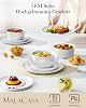 MALACASA LEXI Series 24-Piece Porcelain Bowl and Plate Set Dinner Service for 6 People White Dinner Plates & Bowls Round Dinnerware Set Dishwasher & Microwave Safe Series LEXI