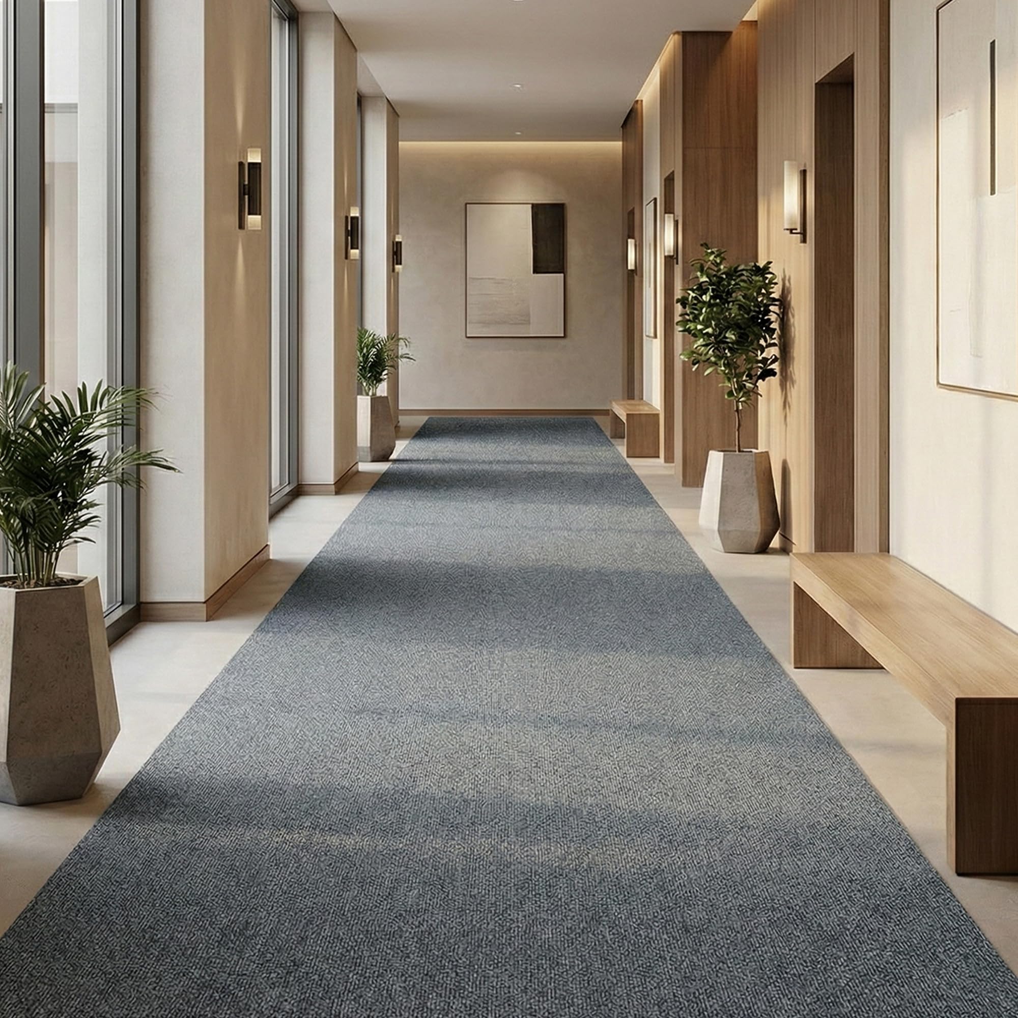 tonchean Tappeto per corridoio, 300 x 120 cm, antiscivolo, lavabile, al metro, per corridoio, ingresso cucina, soggiorno, ufficio, grigio