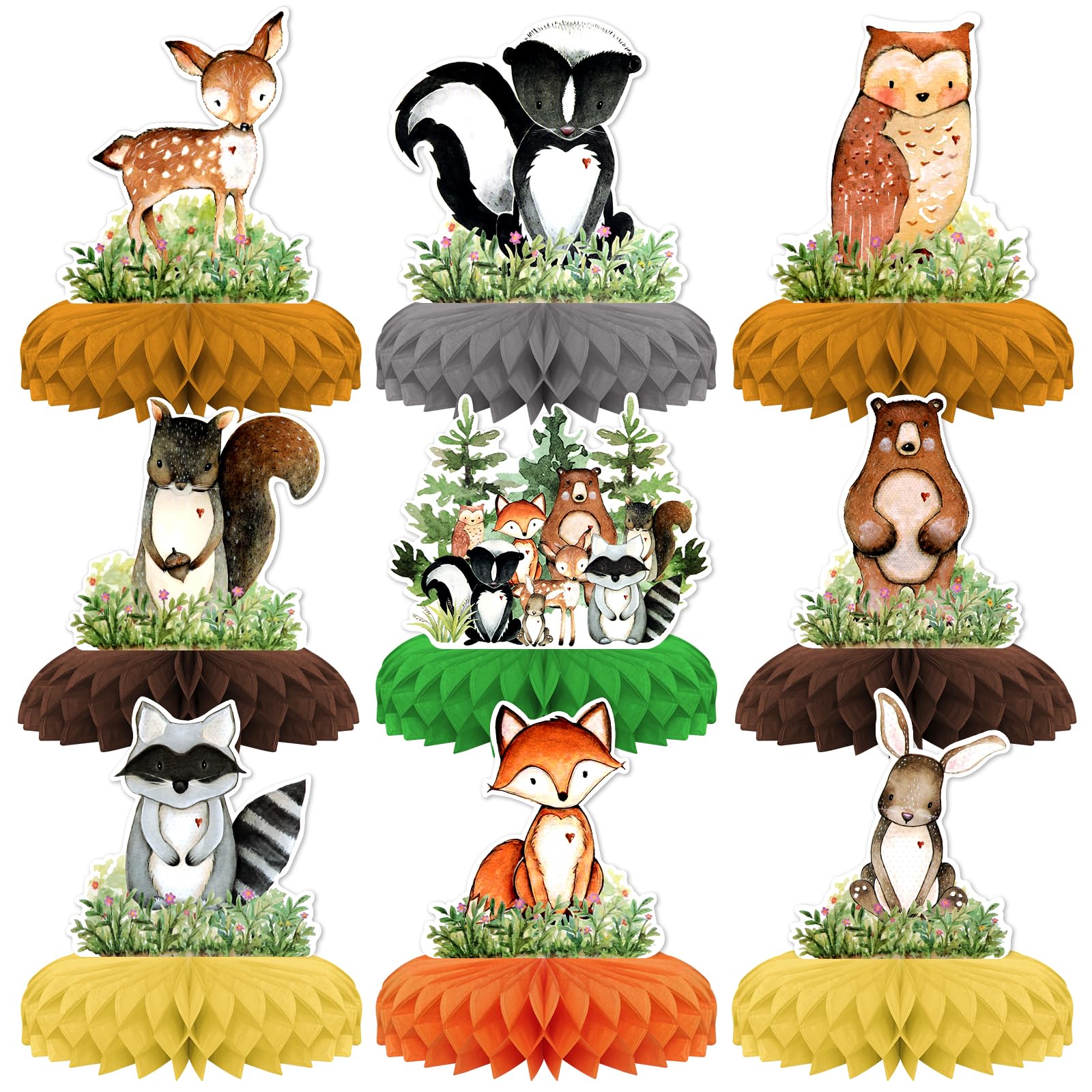 Animals Theme Party Decorations,9 PCS KSKSPE Animals Centerpieces for Tables Honeycomb Centerpieces 3D Animals Theme Party Decor Supplies Boys Girls