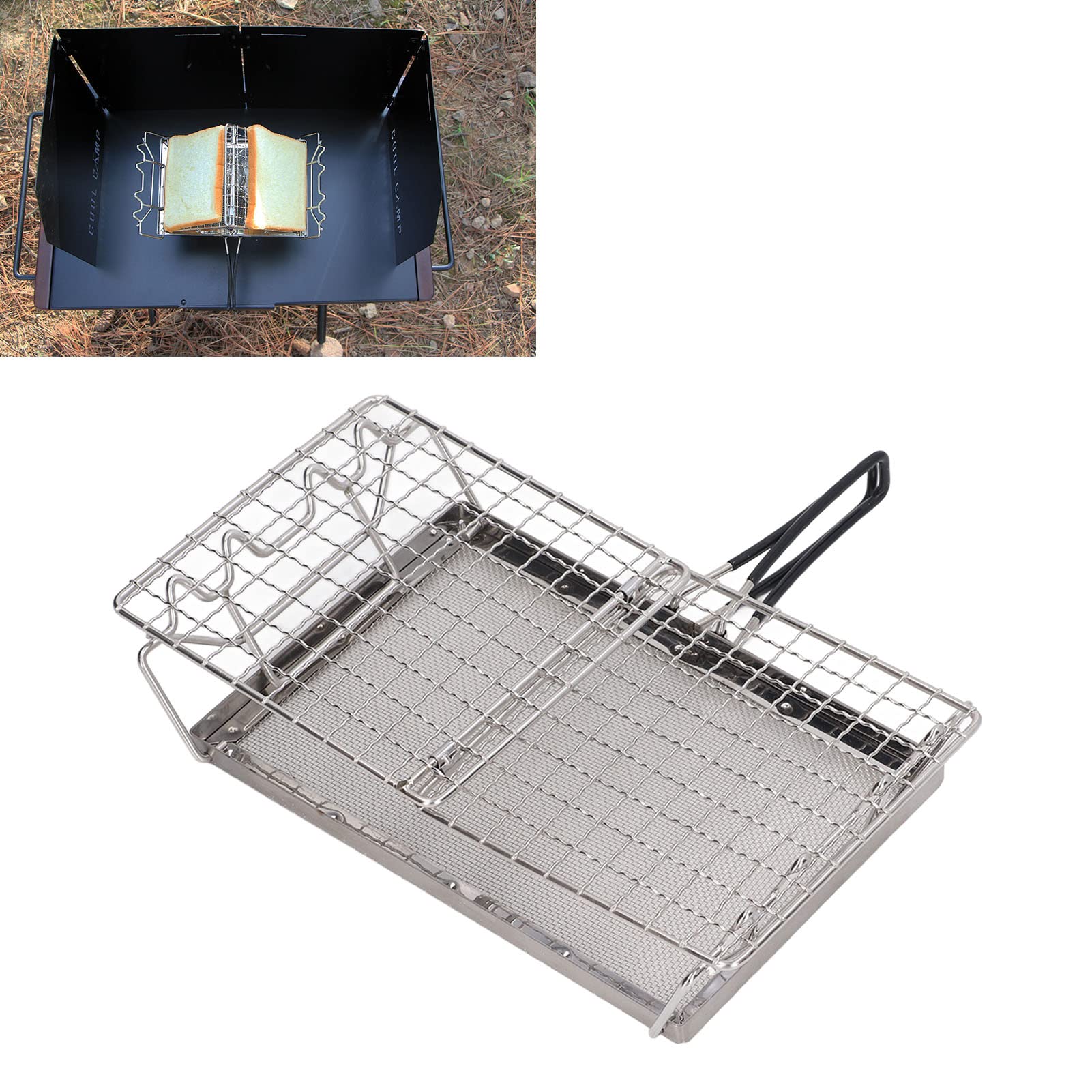 Tostadora de Estufa de Camping Plegable de Acero Inoxidable Tostadora de Pan portátil para Exteriores para Barbacoa Picnic Senderismo Mochilero