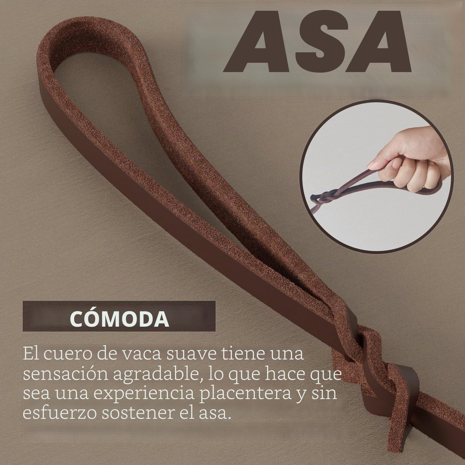 Correa Perro Cuero para Cachorro Pequeño, Mediano y Grande - con Enganche de Metal Robusto y Asa Suave - Cómoda de sostener - Adecuado para Adiestramiento, Correr y Senderismo, 180cm