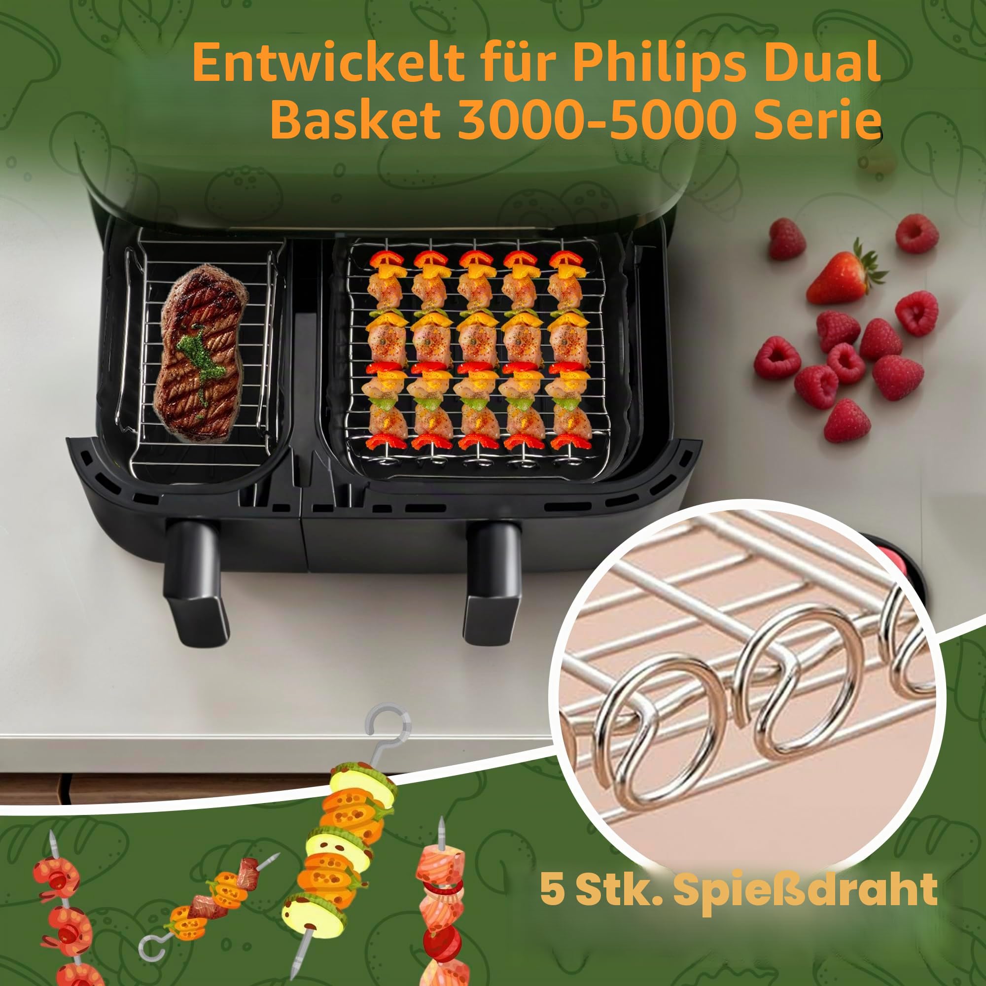 Pietuley 28 Stück Silikonform Heißluftfritteuse Zubehör für Philips Dual Basket Airfryer 3000-serie 6L/3L,Airfryer Silikonform Zubehör für Philips Airfryer 3000-5000 serie 9L,Philips Airfryer Zubehör