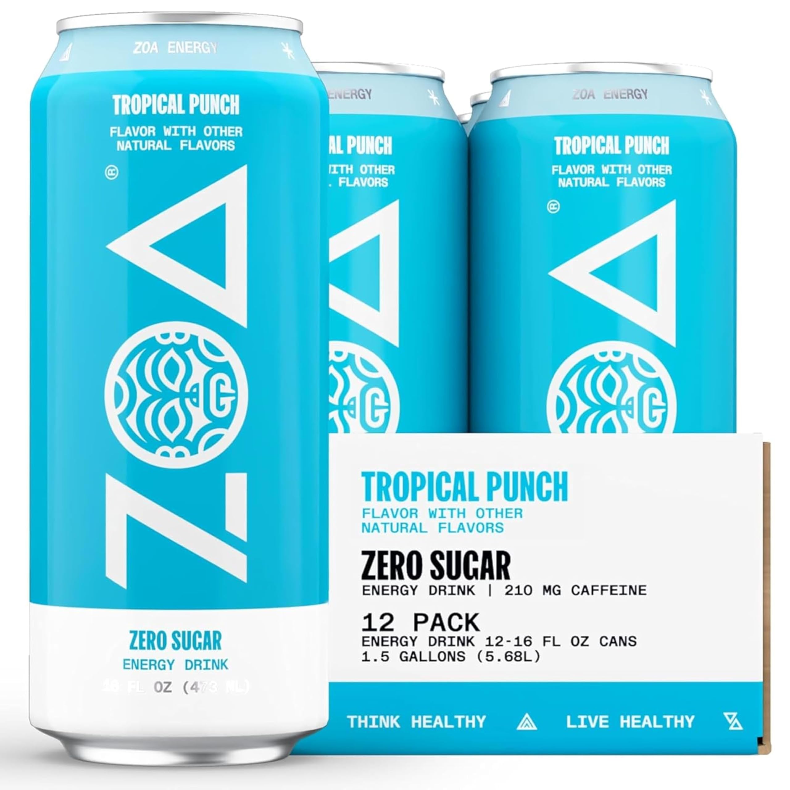 Amazon.com : ZOA Zero Sugar Energy Drink, Tropical Punch, 12 Pack