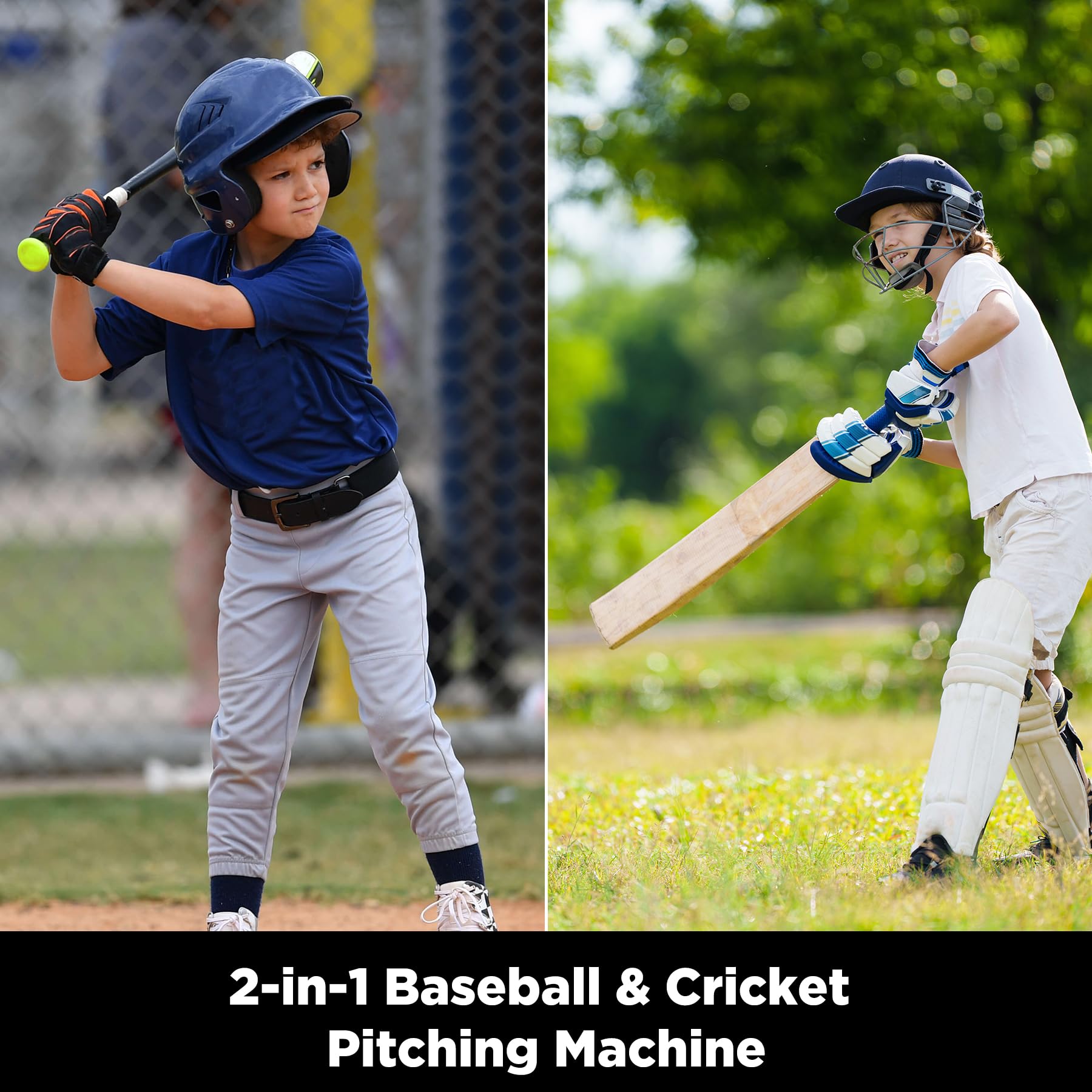 Furlihong 388CBH Machine 2 en 1 de Cricket et de Baseball pour débutant – Lanceur léger et Portable avec 3 Modes de Lancement, Fonctionne avec Power Bank ou Batterie