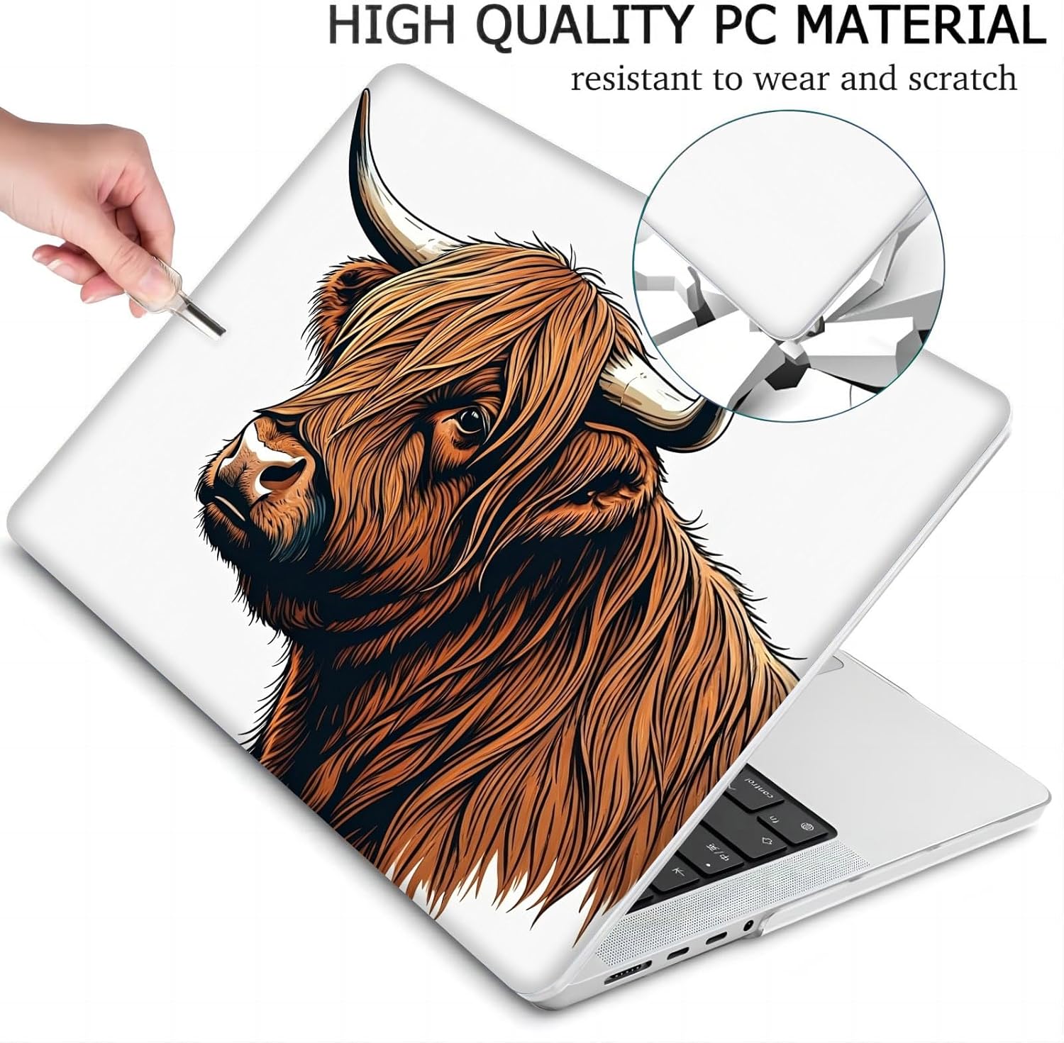 Compatible with MacBook Neo 13-inch, Hard Shell Case with Keyboard Cover and Screen Protector (A3404 A18 Pro chip, 2026 Release) - Highland Cow MC21992