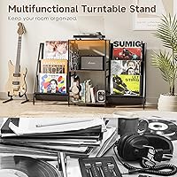 Vista 5 de ZIFTY Soporte para tocadiscos de vinilo con soporte de pantalla de 6 niveles, soporte para tocadiscos de luz LED para 300 álbumes, estante