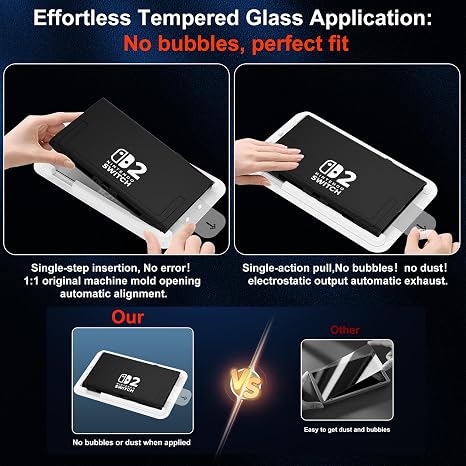 Tempered Glass Screen Protector [Automatic alignment, dust-free installation chamber] designed for Nintendo Switch 2 (2025) - 2 Pack-25-Second Install