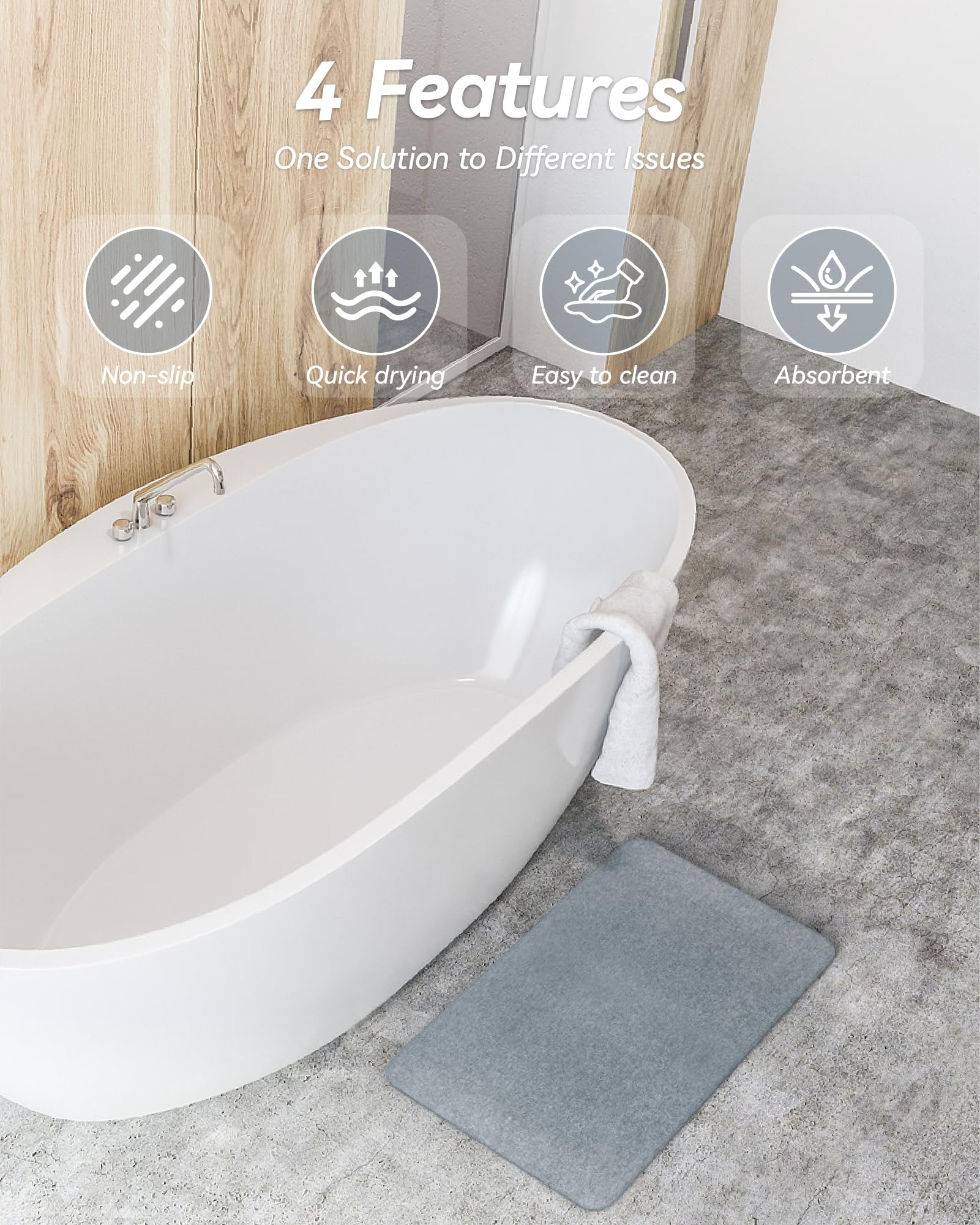 iHomara Diatomaceous Earth - Tappetino da bagno in pietra ad asciugatura rapida, 60 x 39 x 0,9 cm, antiscivolo, assorbente, per bagno, casa e cucine