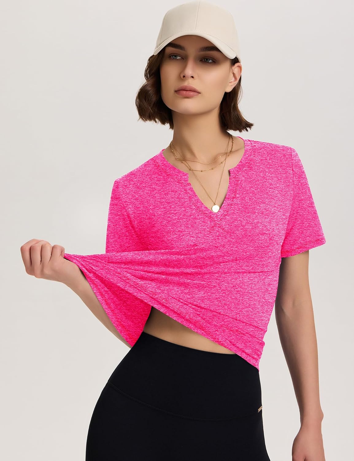 TCOT Workout Tops for Women V Neck Short Sleeve Hiking T-Shirts Yoga Shirts Athletic Top Exercise Shirt - Image 2