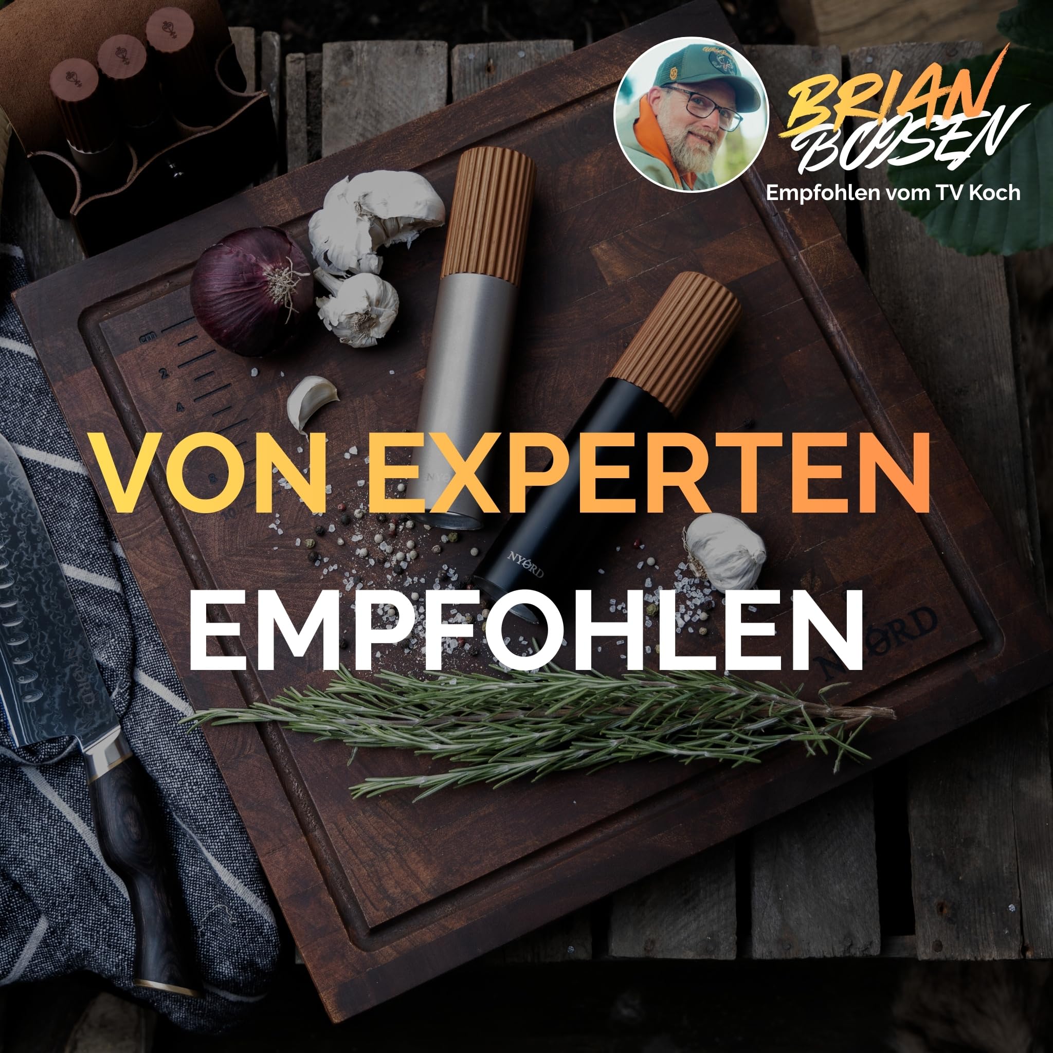 NYORD Gewürzmühle – Schwarze Salz und Pfeffermühle, Manuelle Mühle mit Edelstahl Mahlwerk, Groß mit hohem Fassungsvermögen, Stufenloses Einstellen des Mahlgrades, Holzgriff aus Birkenholz