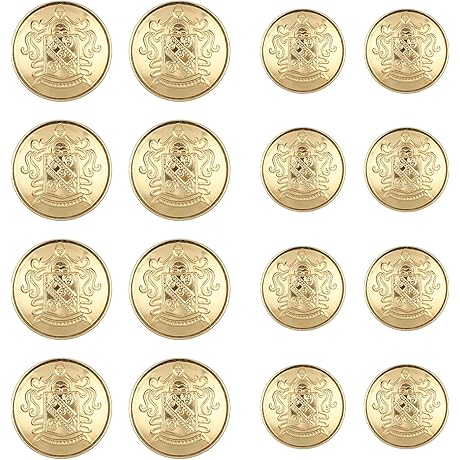 16 PCS Metal Blazer Button Set, Vintage Gold Blazer Buttons for Suits