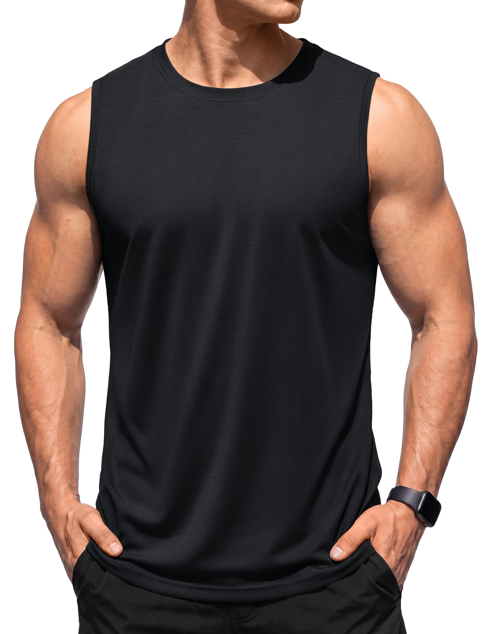 TACVASEN Herren Tank Top Baumwolle Ärmelloses Sport Muskelshirt Fitness Tanktop Atmungsaktive UPF 50+ Gym Funktionsshirt