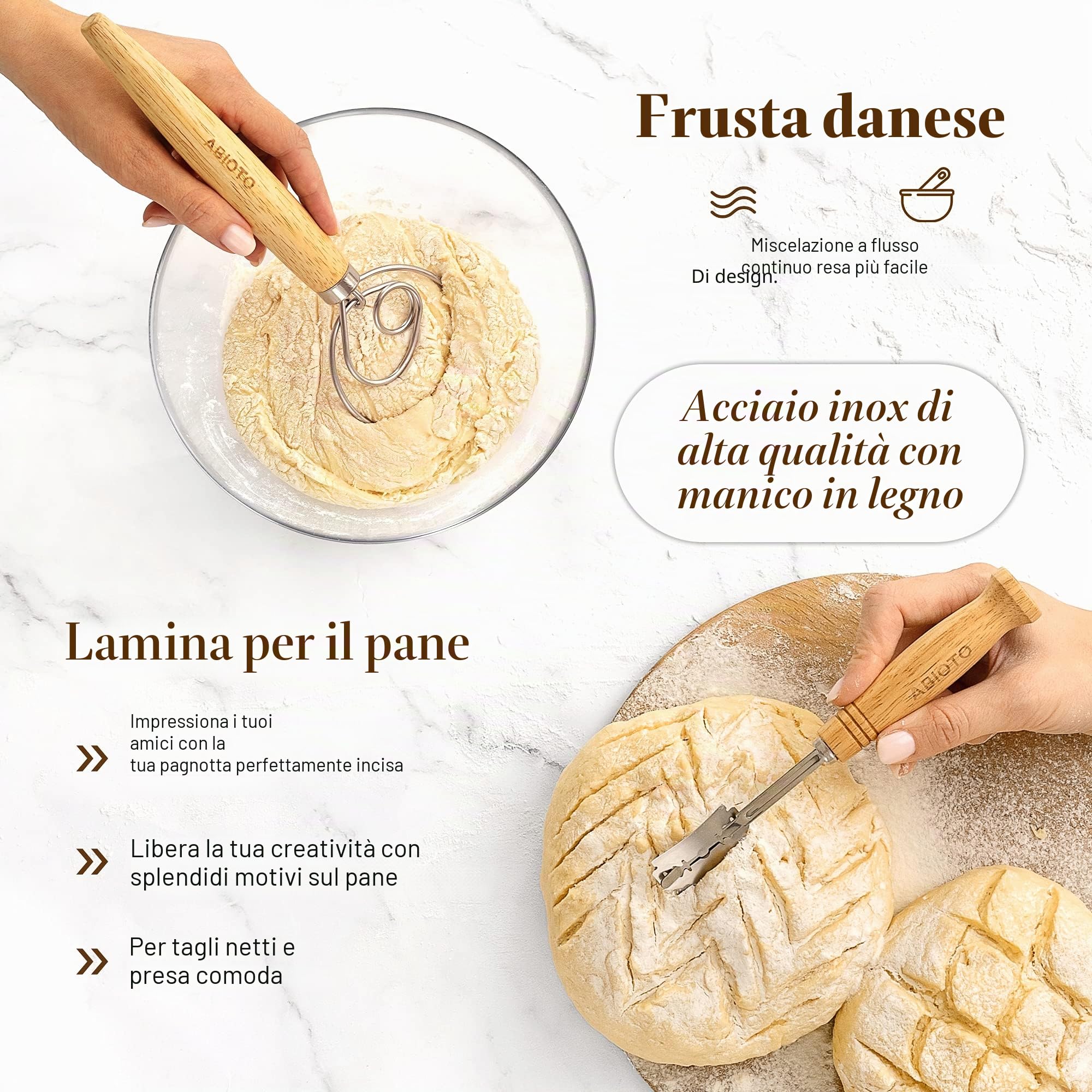 Cestini per la lievitazione del pane Banneton rotondi e ovali da 22,9 cm e accessori per la cottura del a lievitazione naturale, un kit completo di pasta madre con pane zoppa, frusta danese,