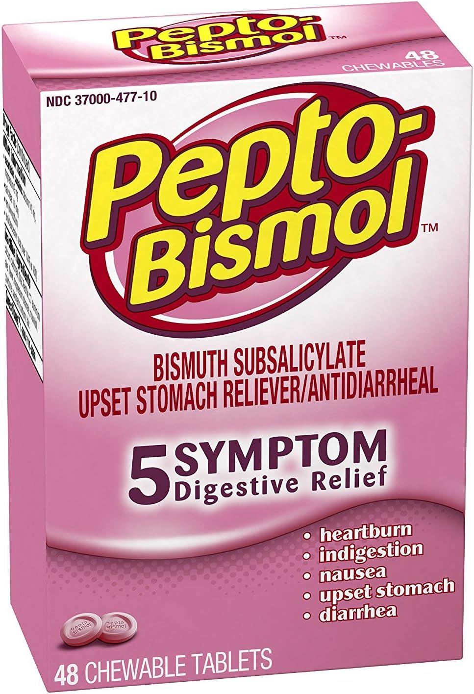 Pepto-Bismol, Regular Strength, Tablets Original, 48 per Box