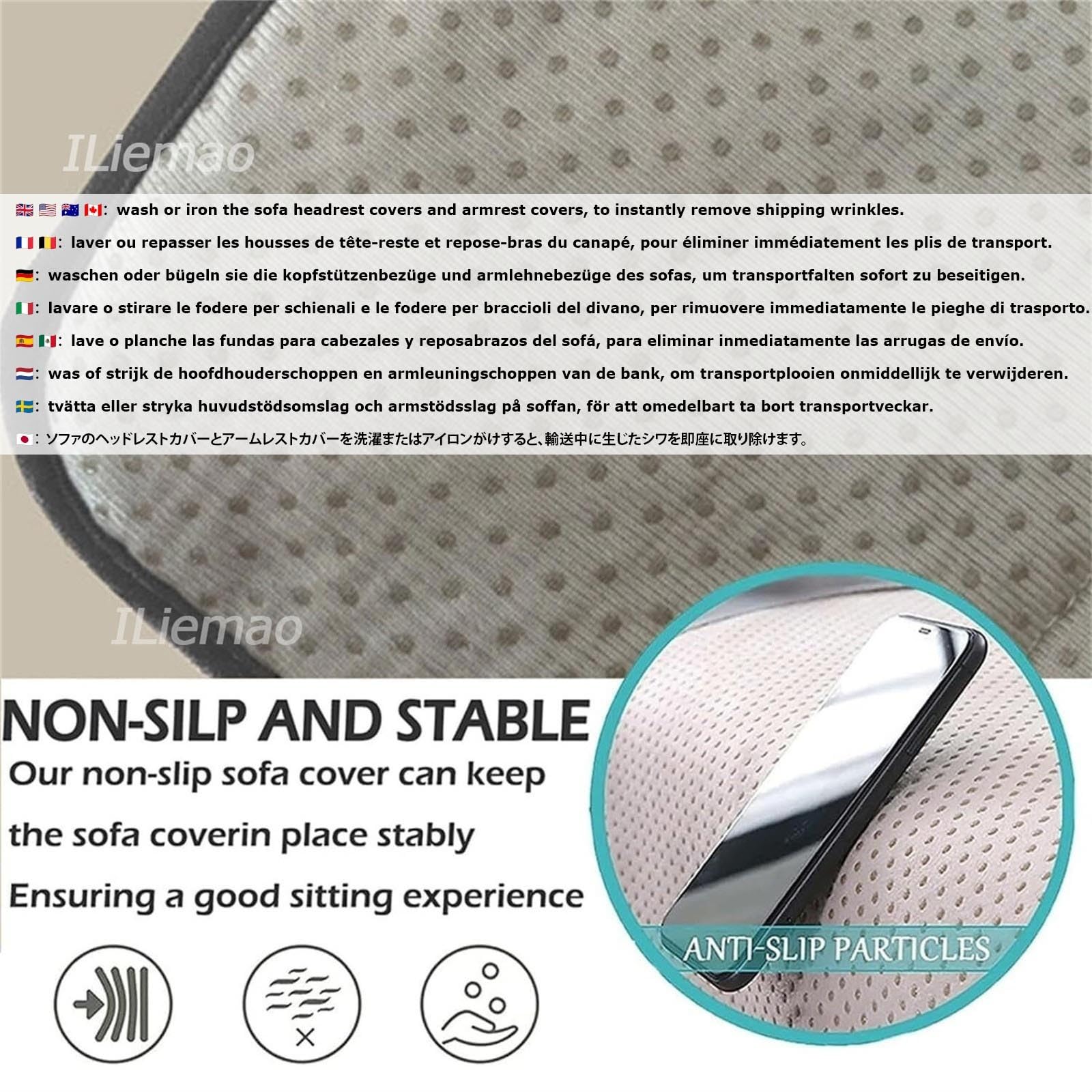 Armlehnenbezüge Für Sessel Kopfstützenschutz Überzug Für Liegesessel Sofa Kopfschutz Couch Armbezug Sesselbezüge Groß Stuhl Gartenstühle Ohrensessel Relaxsessel(Hellgrau,76 * 231 cm)