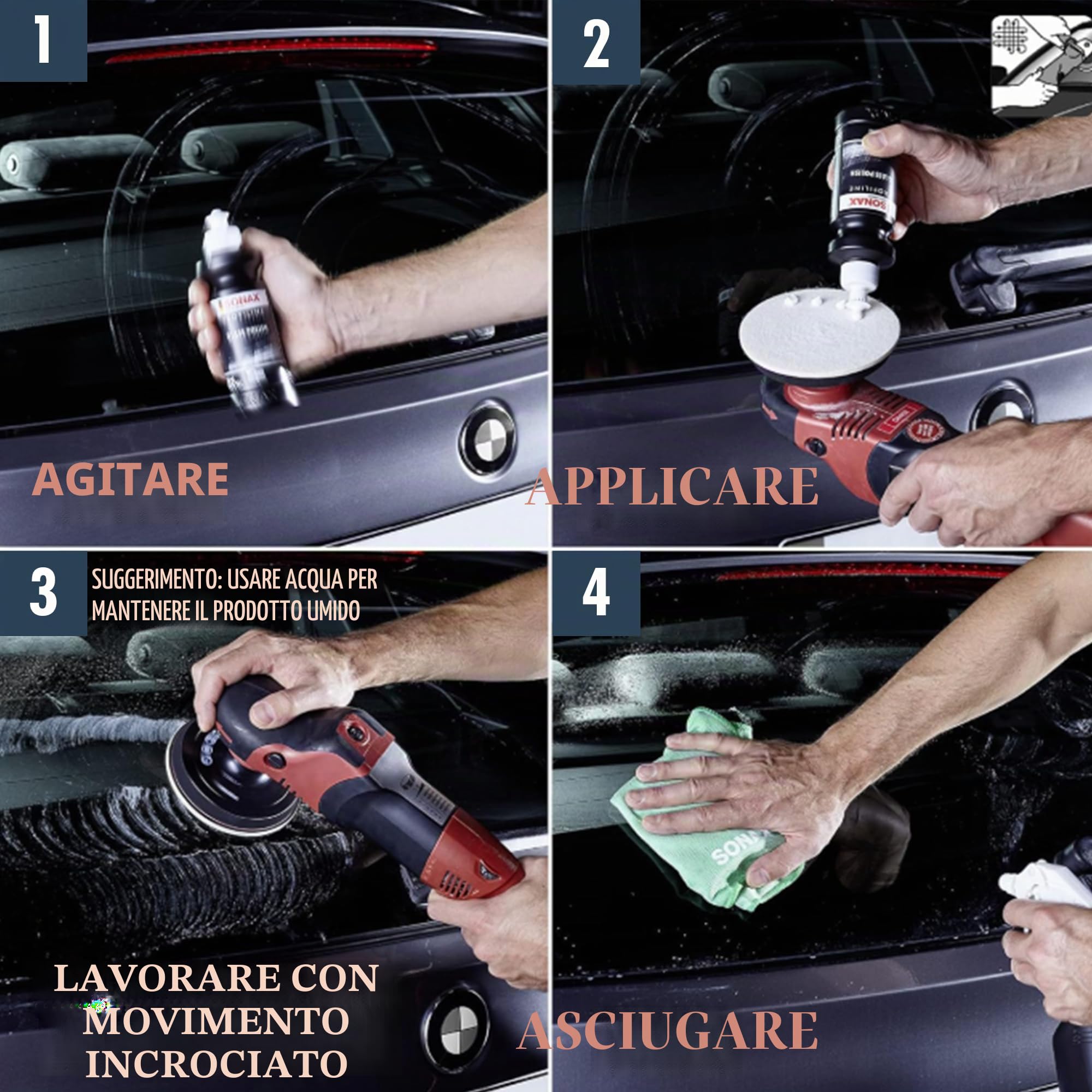 SONAX PROFILINE Lucidante vetro auto (250 ml) rimuove graffi leggeri e ossidazioni. Con ossido di cerio per superfici in vetro | Art. N. 02731410