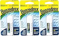 Benzedrex Nasal Decongestant Inhaler 3 Pack: Fast Sinus Pressure & Congestion Relief with Propylhexedrine, Menthol