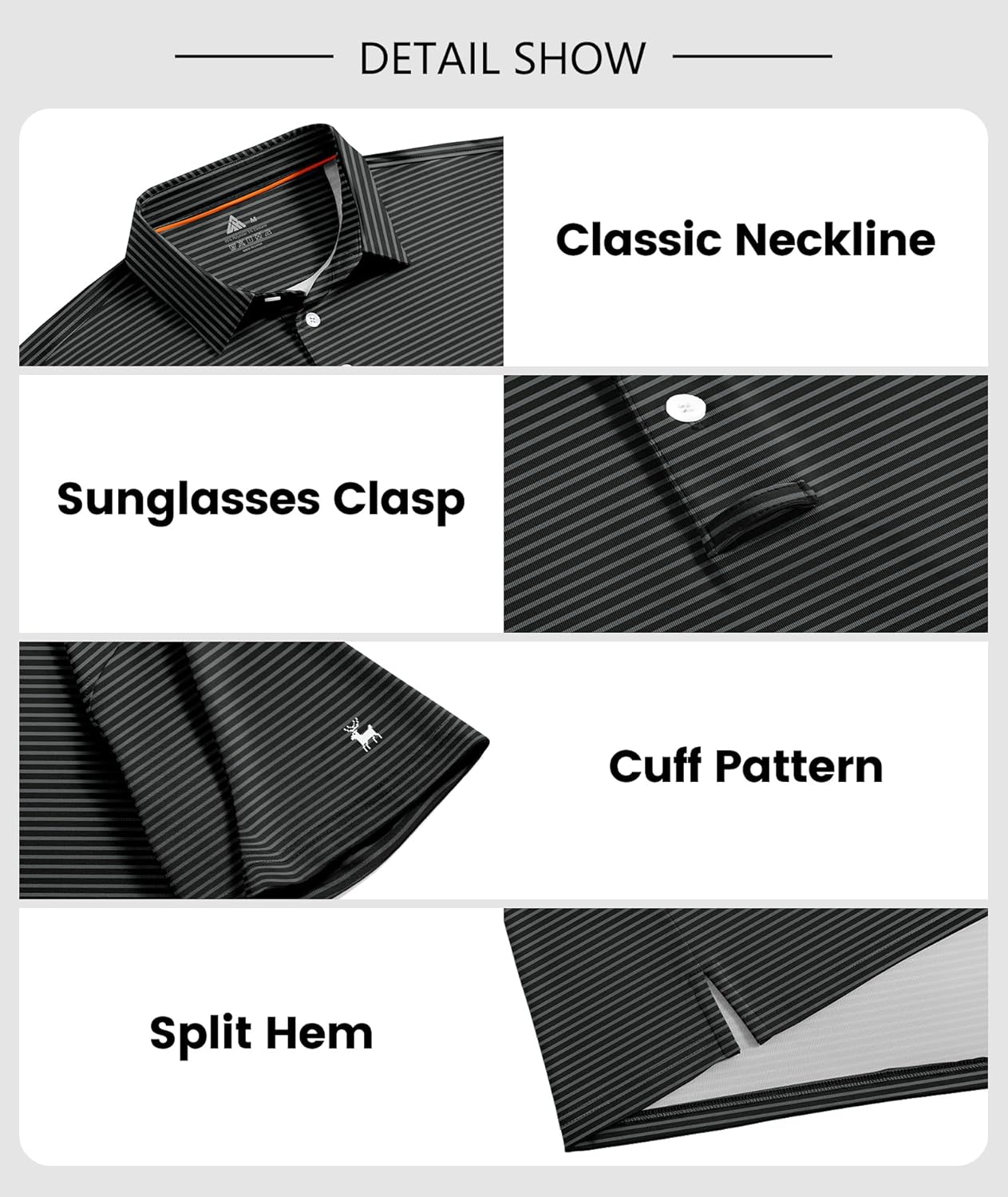 ZITY Men Golf Polo Shirts Short Sleeve Striped UPF 50+ Moisture Wicking Casual Collared Print T-Shirt for Men - Image 4