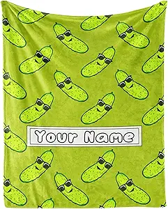 Custom Pickle Throw Blanket for Women Men - 60x80 Inches Twin Size - Soft Fluffy Cozy Blankets Gift - Green Funny Blanket Throws for Bed, Sofa, Winter