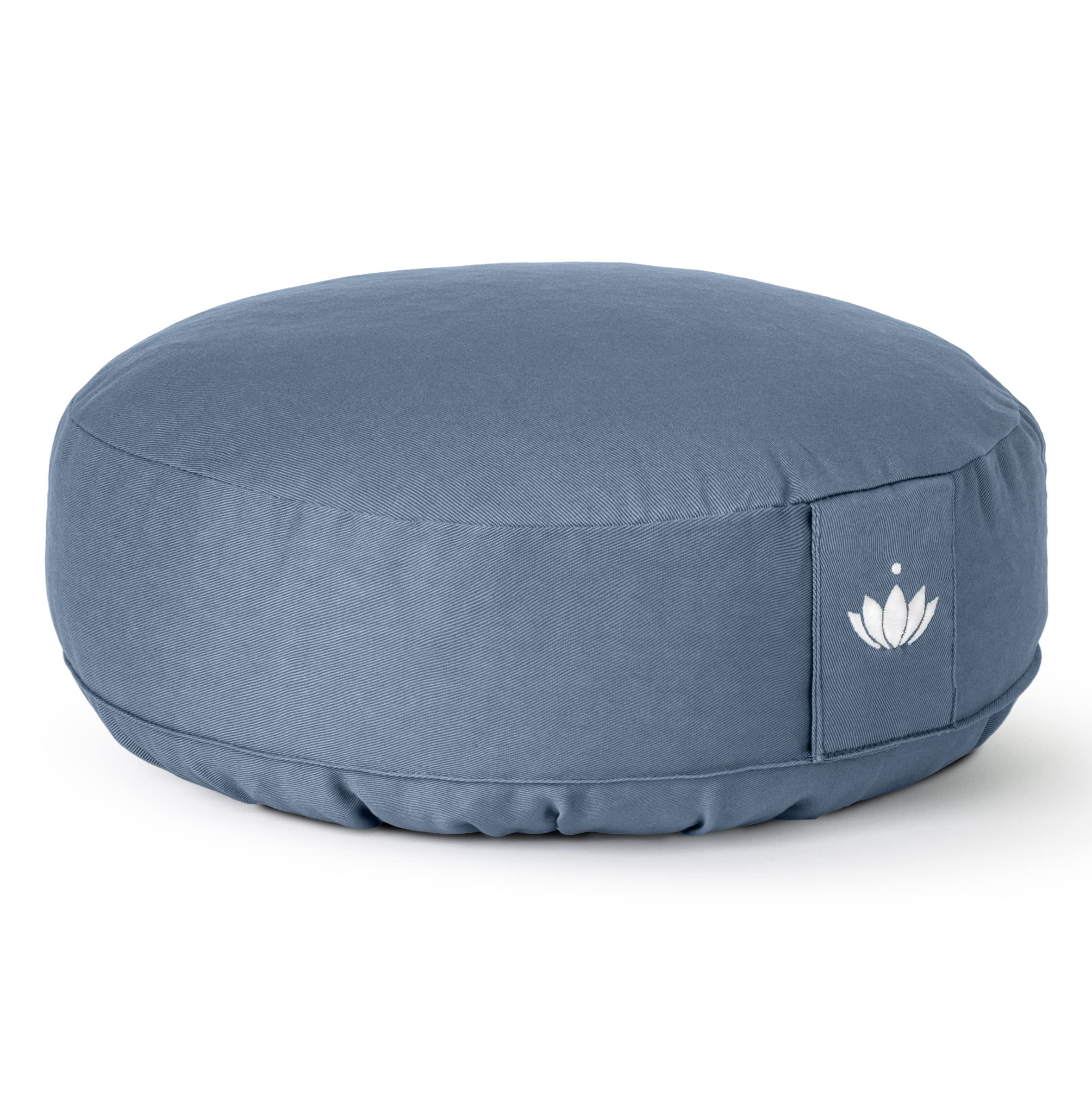 Lotuscrafts Cuscino da Meditazione, Altezza Seduta 10 cm, Modello Lotus Rotondo, Cuscino da Yoga, Cuscino Yoga, Fodera in Cotone Lavabile, Imbottitura in Farro, Certificato GOTS