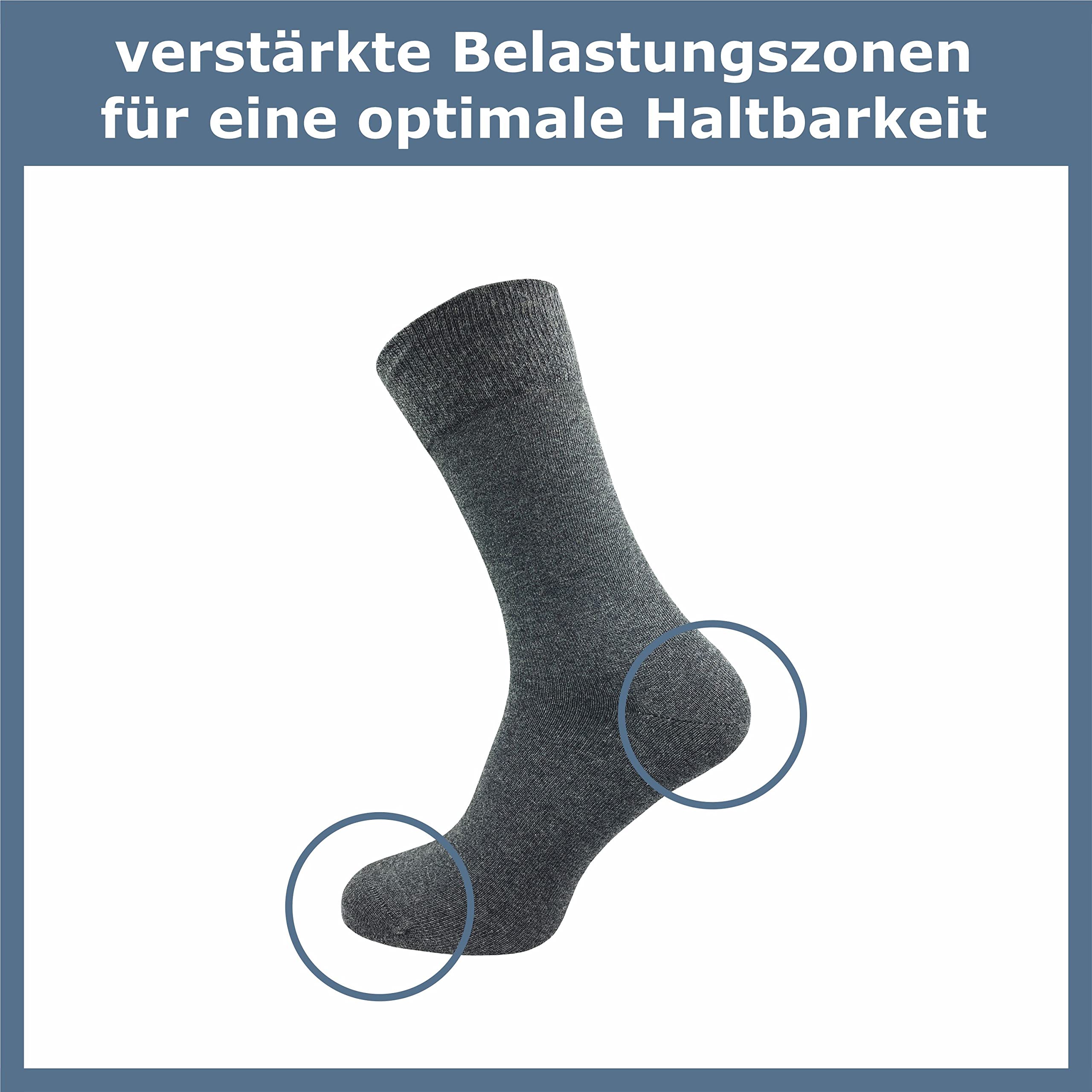 Calcetines para hombre de 100% algodón | Calcetines de algodón puro en juego de 10 | Calcetines de ocio sin costura con talón y punta reforzados