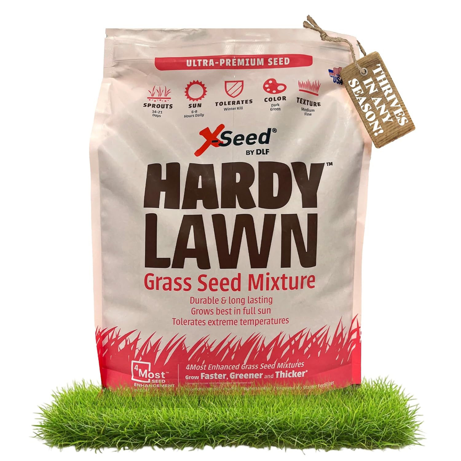 X-Seed Hardy Lawn Grass Seed Mixture - Durable, Long-Lasting Lawn Solution for Full Sun, Withstands Extreme Temperatures & Heavy Traffic, Ideal for Backyards, 7 lbs.