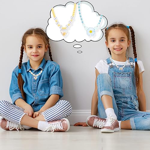 Miniatura 5 de Sumind 6 juegos de joyas para niñas pequeñas, collar y pulsera de cuentas para bebés, regalos de joyería de disfraces, regalos de fiesta de princesa