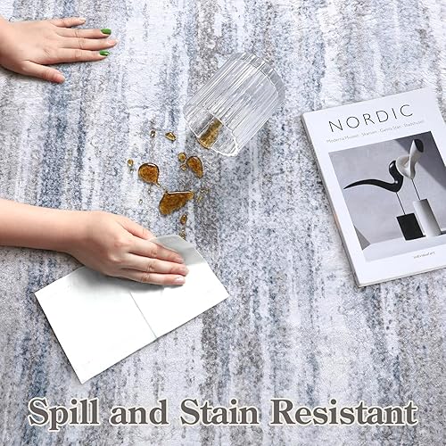 Miniatura 8 de Lahome Alfombra moderna de color degradado para pasillos, alfombra antideslizante de 2 x 6 pies, resistente a las manchas, antideslizante, lavable,