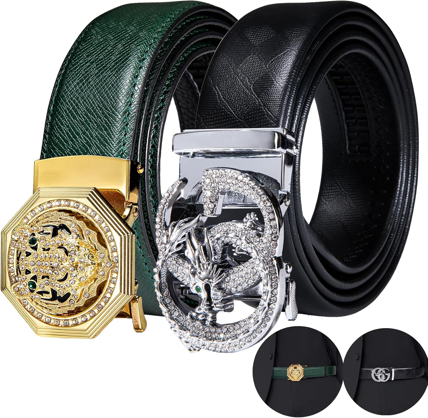 Dubulle Mens Belt Designer Ratchet Belts PCS Leather Automatic